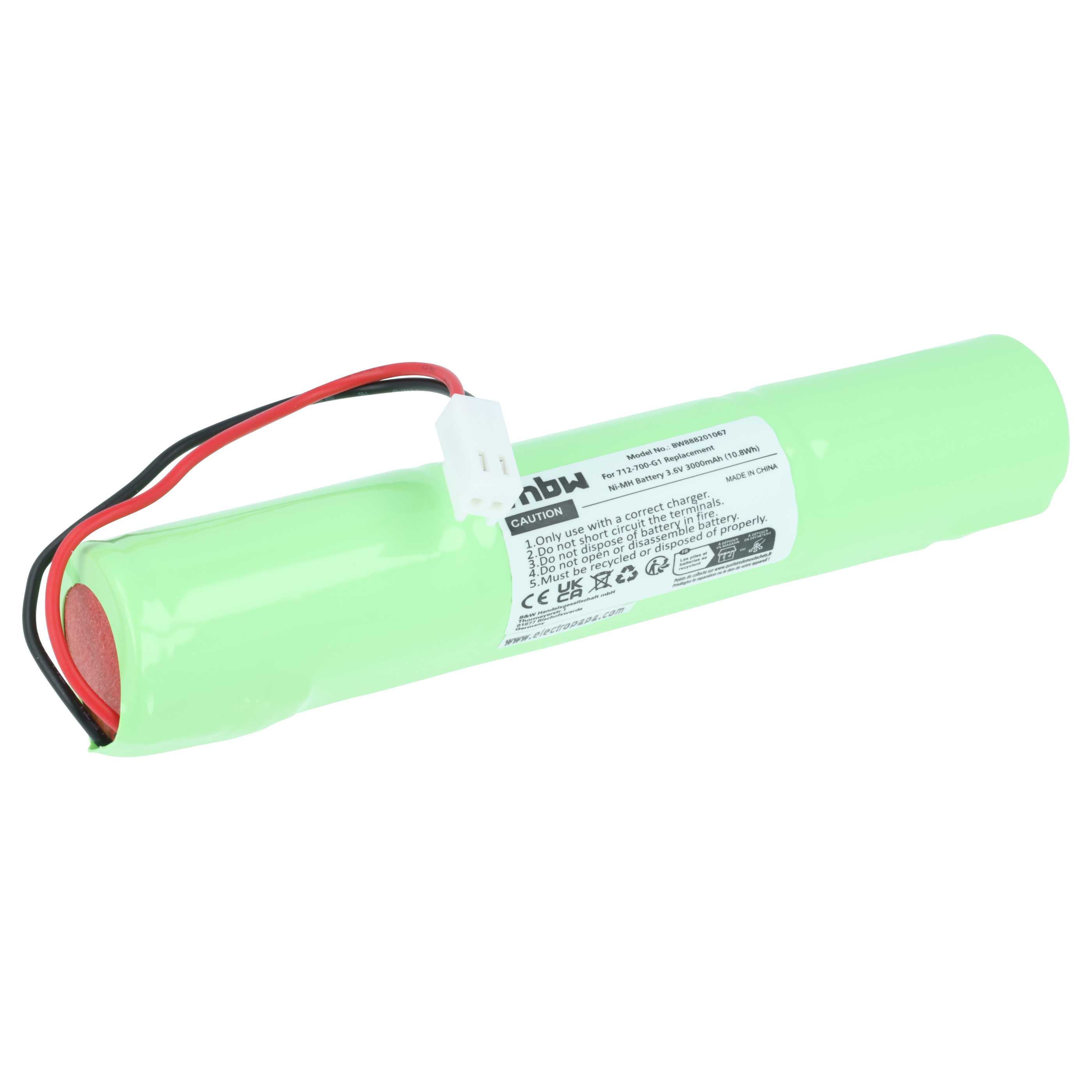 Laser Battery replaces INFICON A19267-460015-LSG, EAC-460015-003, 712-700-G1 - 3000 mAh 3.6 V NiMH