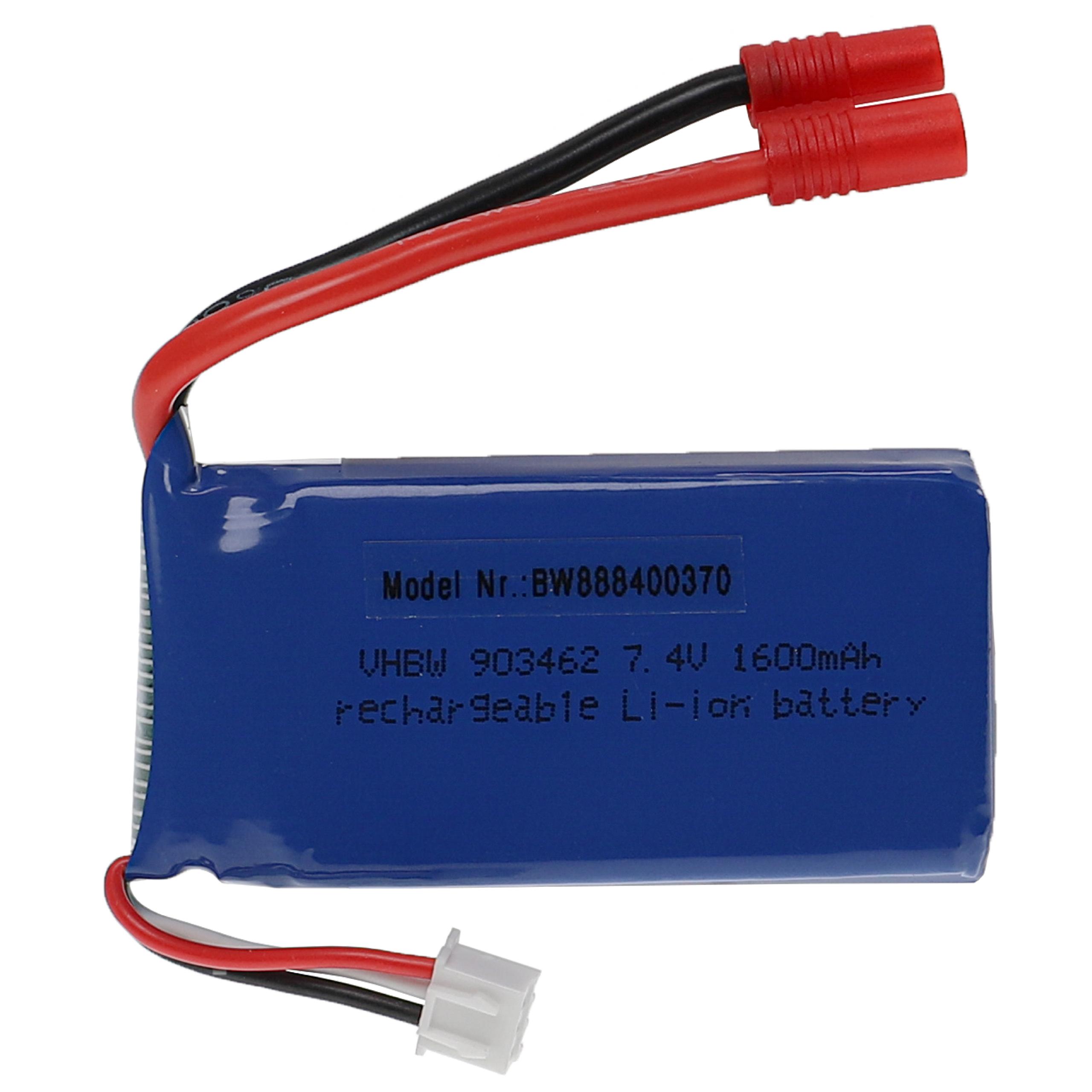 Batterie pour modèle radio-télécommandé - 1600mAh 7,4V Li-polymère, connecteur banane 3,5 mm