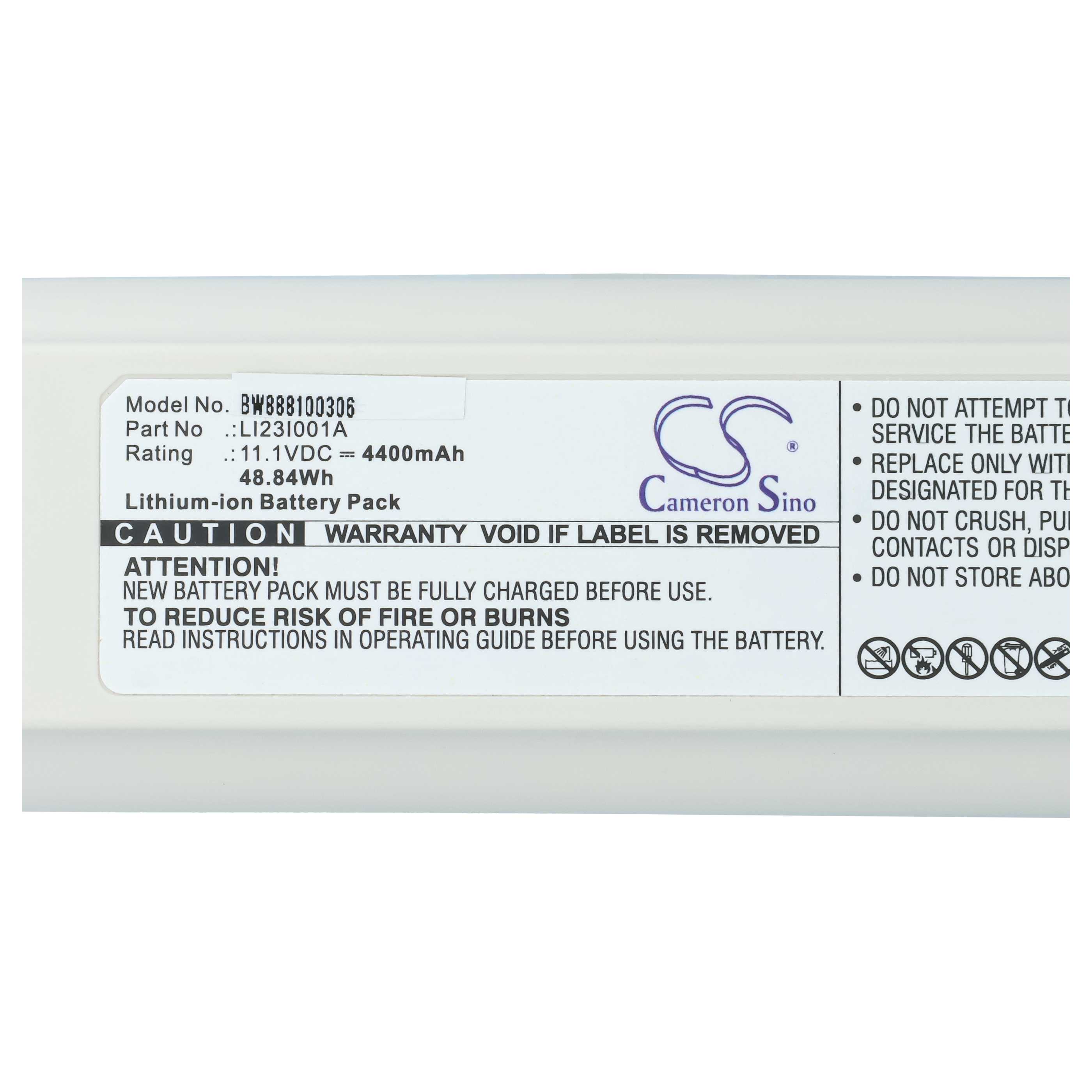 Batería reemplaza Mindray LI23I001A, 2108-30-66176 para tecnología médica (4400 mAh, 11,1 V, Li-Ion)