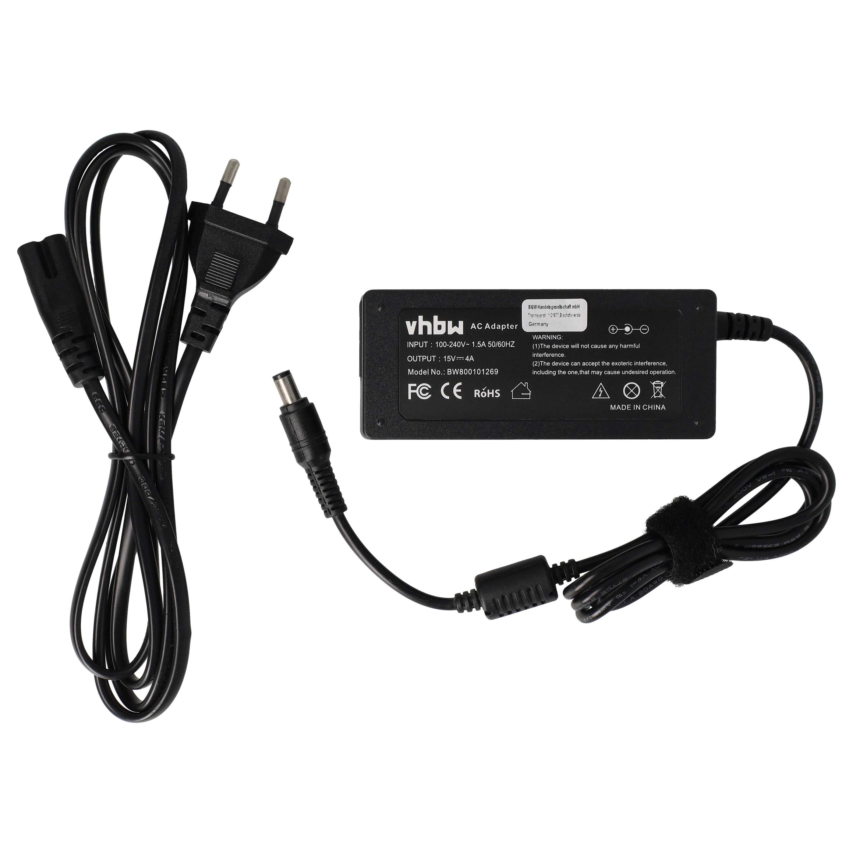 Mains Power Adapter replaces Toshiba PA2444U for ToshibaNotebook, 60 W