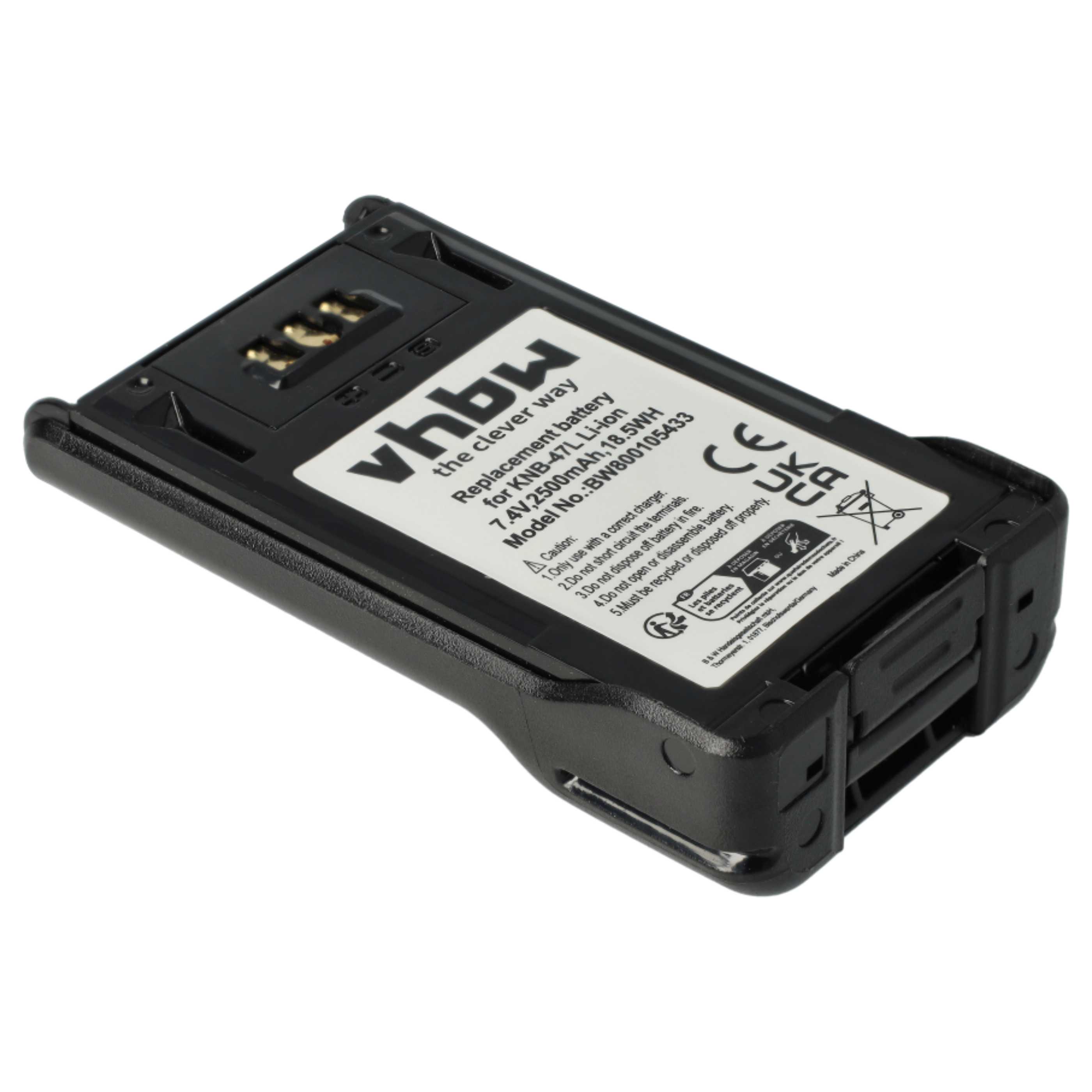 Radio 2x Battery replaces Kenwood KNB-47L, KNB-50NC, KNB-48L, KNB-48, KNB-47 - 2500 mAh 7.4 V Li-Ion