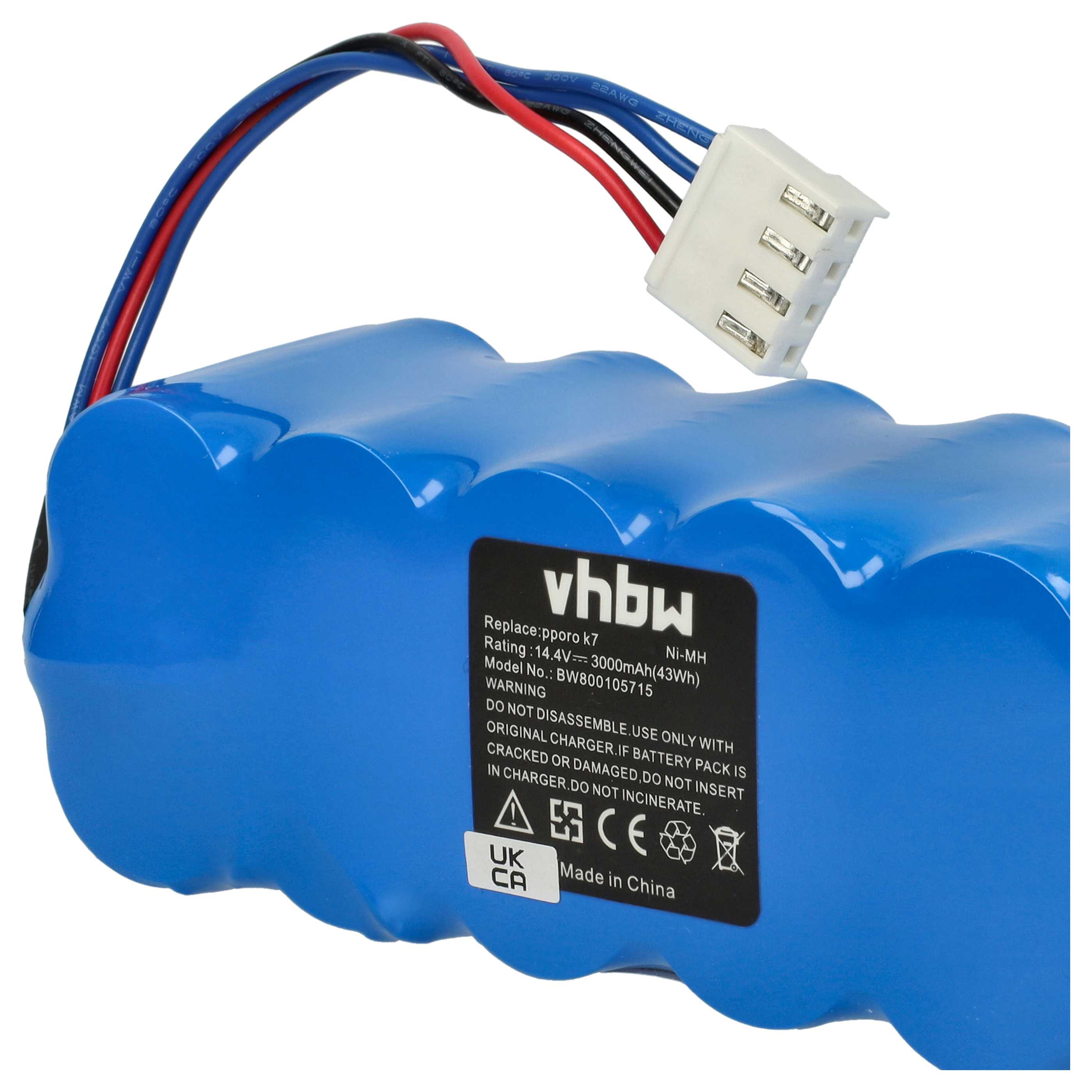 Battery replaces Mamirobot 12SC3000S1P for Mamirobot etc. 3000mAh, 14.4V, NiMH