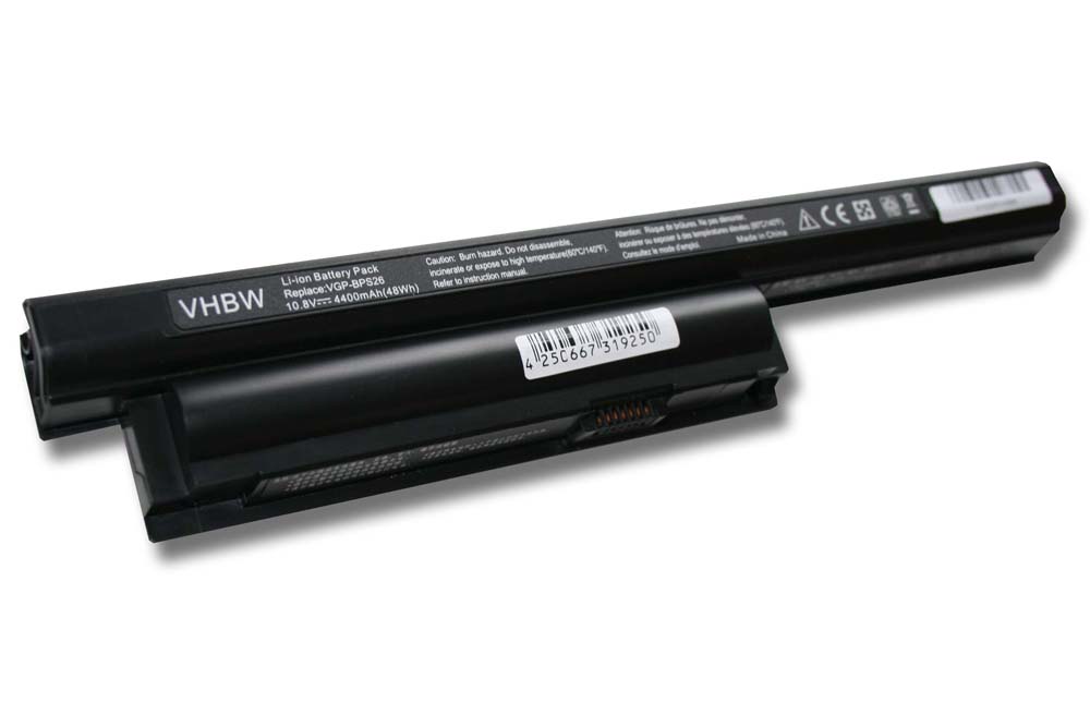 Notebook Battery Replacement for Sony VGP-BPS26, VGP-BPS26A, VGP-BPL26 - 4400mAh 10.8V Li-Ion, black