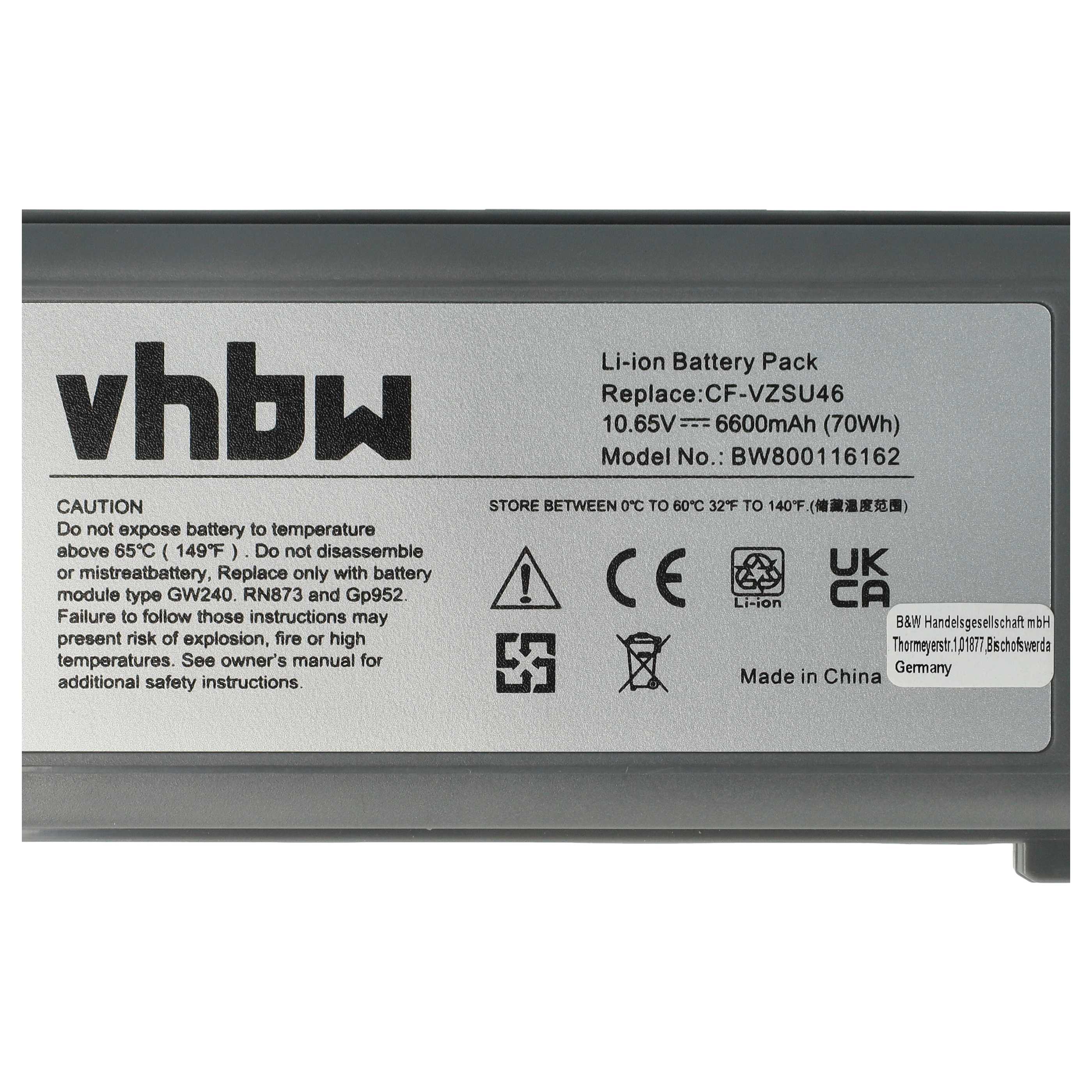 Akumulator do laptopa zamiennik Panasonic CF-VZSU1430U, CF-VZSU46, CF-VZSU46AU - 6600 mAh 10,65 V Li-Ion