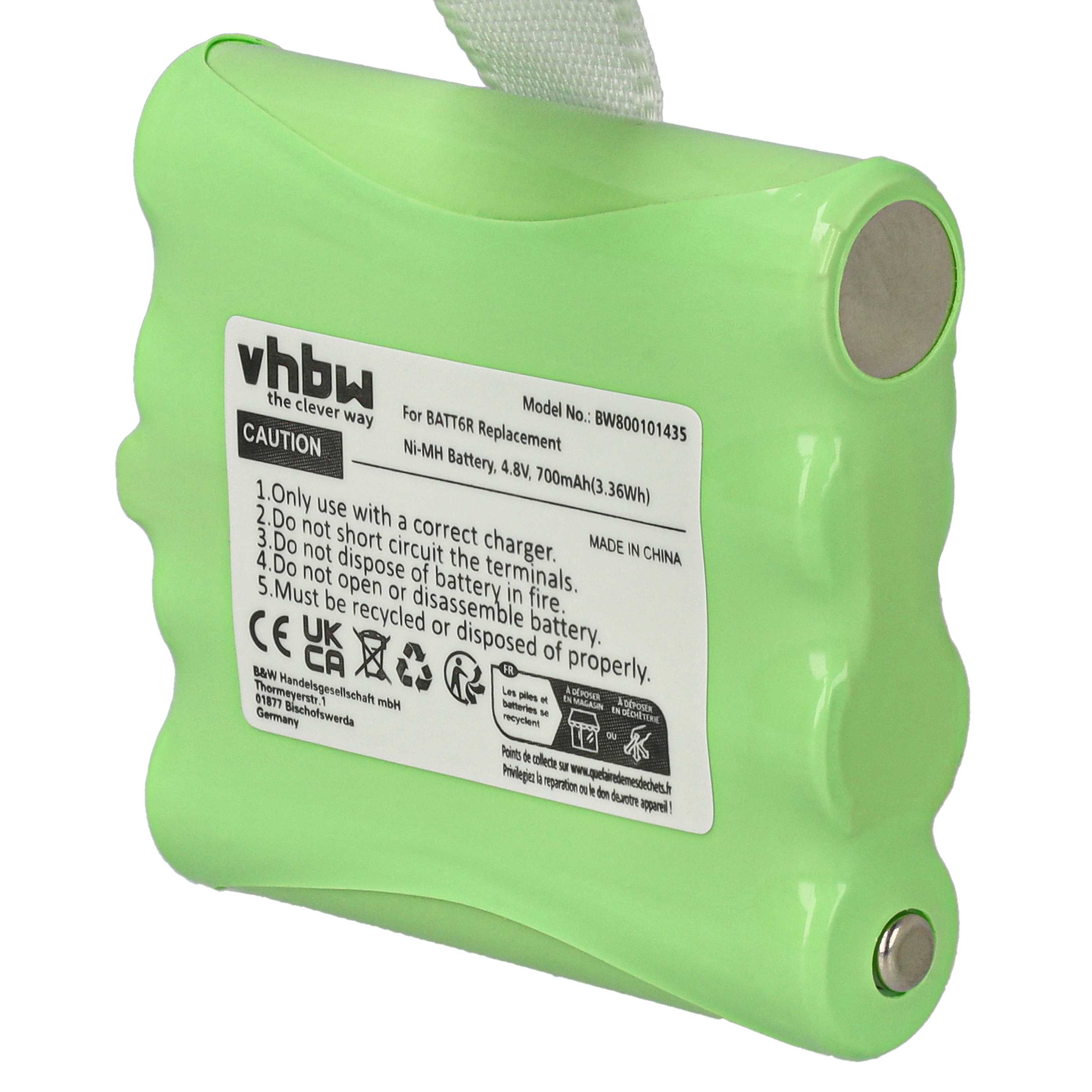Radio 2x Battery replaces Midland BATT6R, BATT-6R - 700 mAh 4.8 V NiMH
