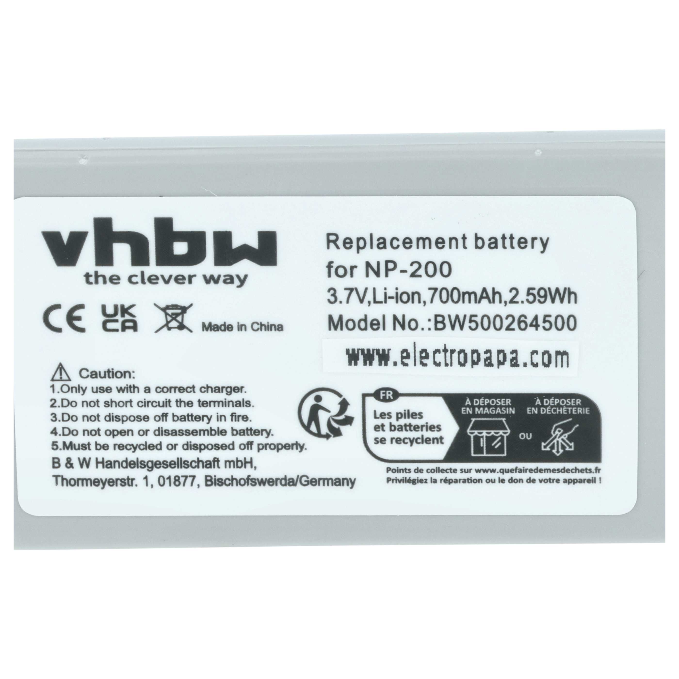 Videocamera 2x Battery replaces Minolta NP-200 - 700 mAh 3.7 V Li-Ion