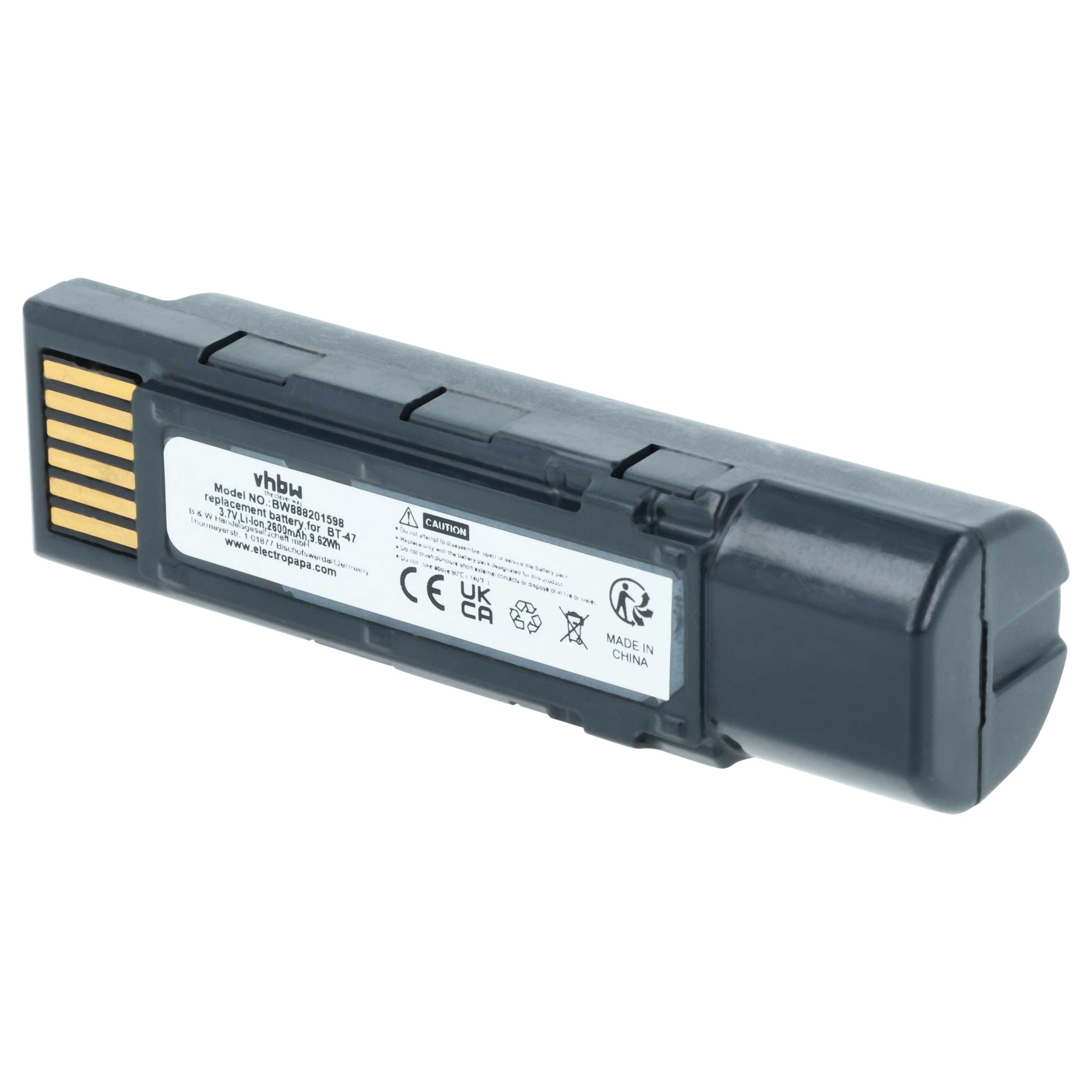 5x Batería reemplaza Datalogic 128004721, BT-47 para escáner código de barras (2600 mAh, 3,7 V, Li-Ion)