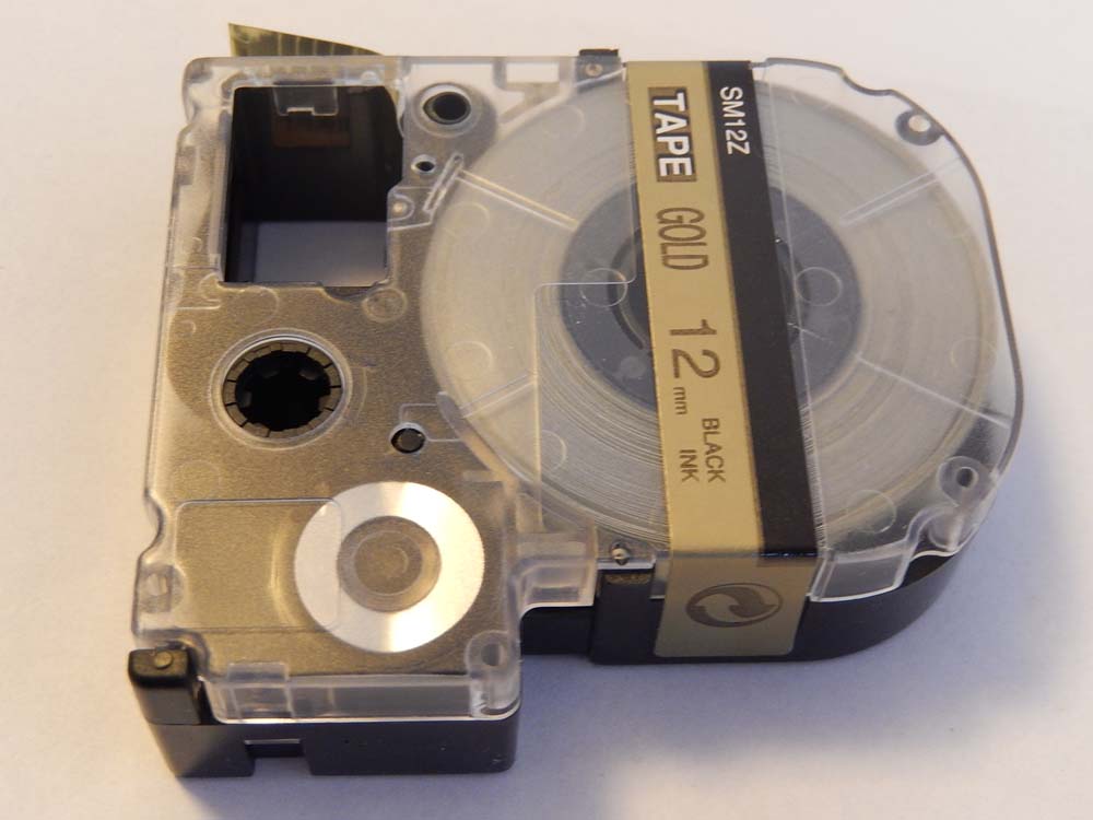 Label Tape as Replacement for Epson LC-4KBM - 12 mm Black to Gold