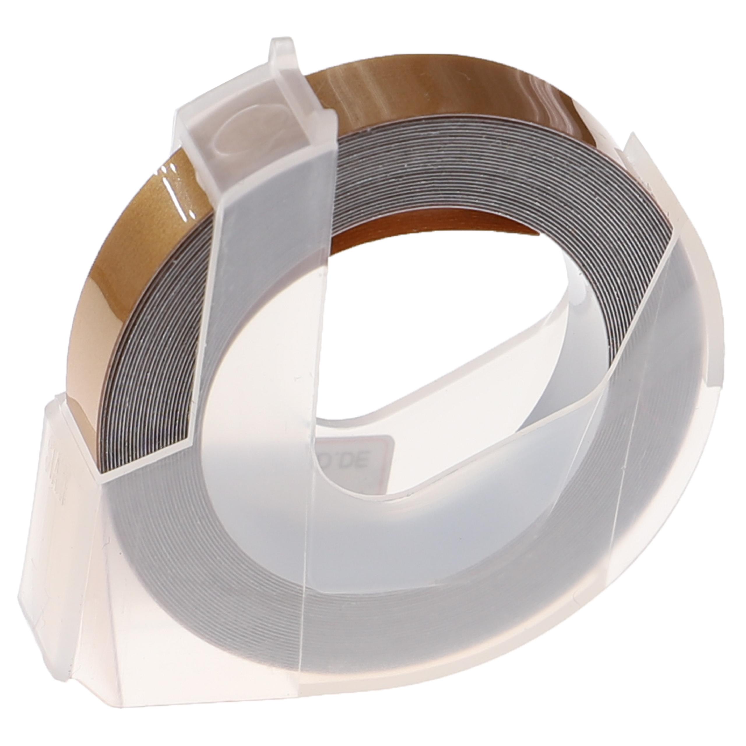 Casete cinta relieve 3D Casete cinta escritura reemplaza Dymo 0898140 Blanco su Oro