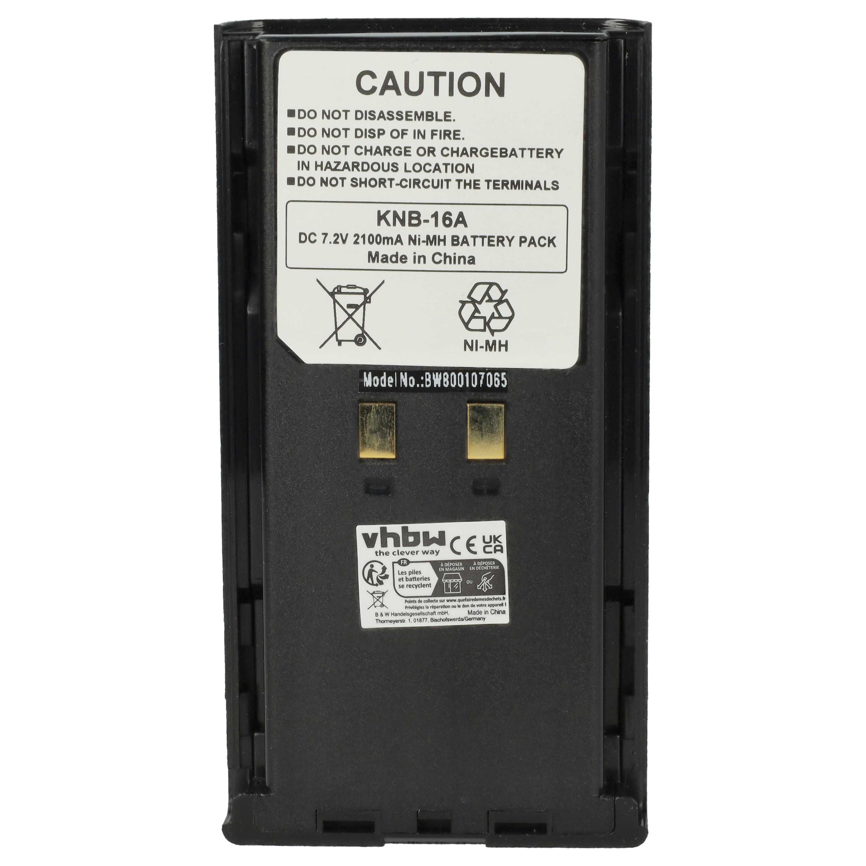 2x Batteria sostituisce Kenwood KNB-21N, KNB-17N, KNB-17A, KNB-16A per dispositivo radio - 2100mAh 7,2V NiMH