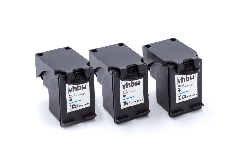 3x Ink Cartridge as Exchange for HP 302 XL for HP Printer - Black, Refilled 15 ml