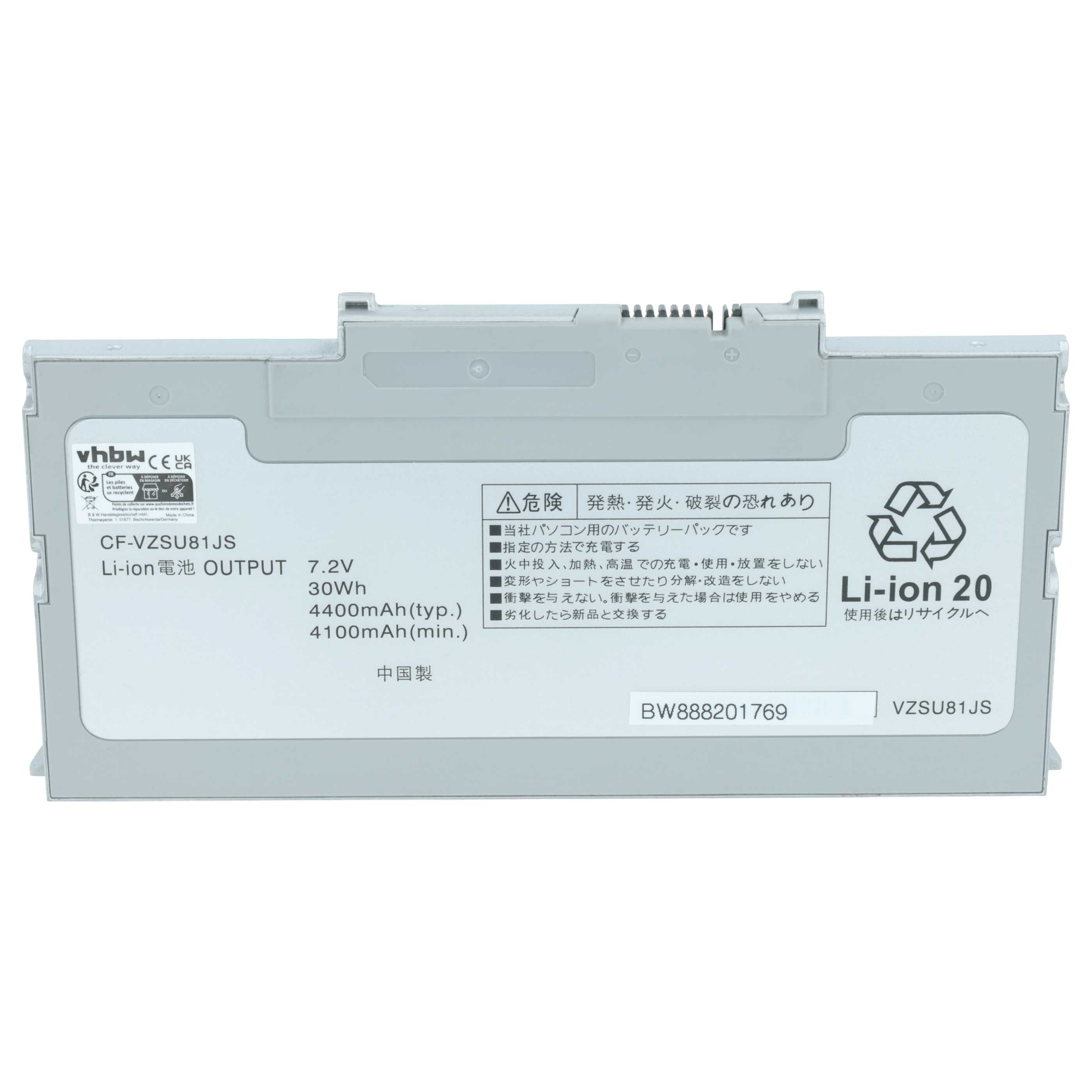 Akumulator do laptopa zamiennik Panasonic CF-VZSU81, CF-VZSU81EA - 4200 mAh 7,2 V Li-Ion, srebrnoszary