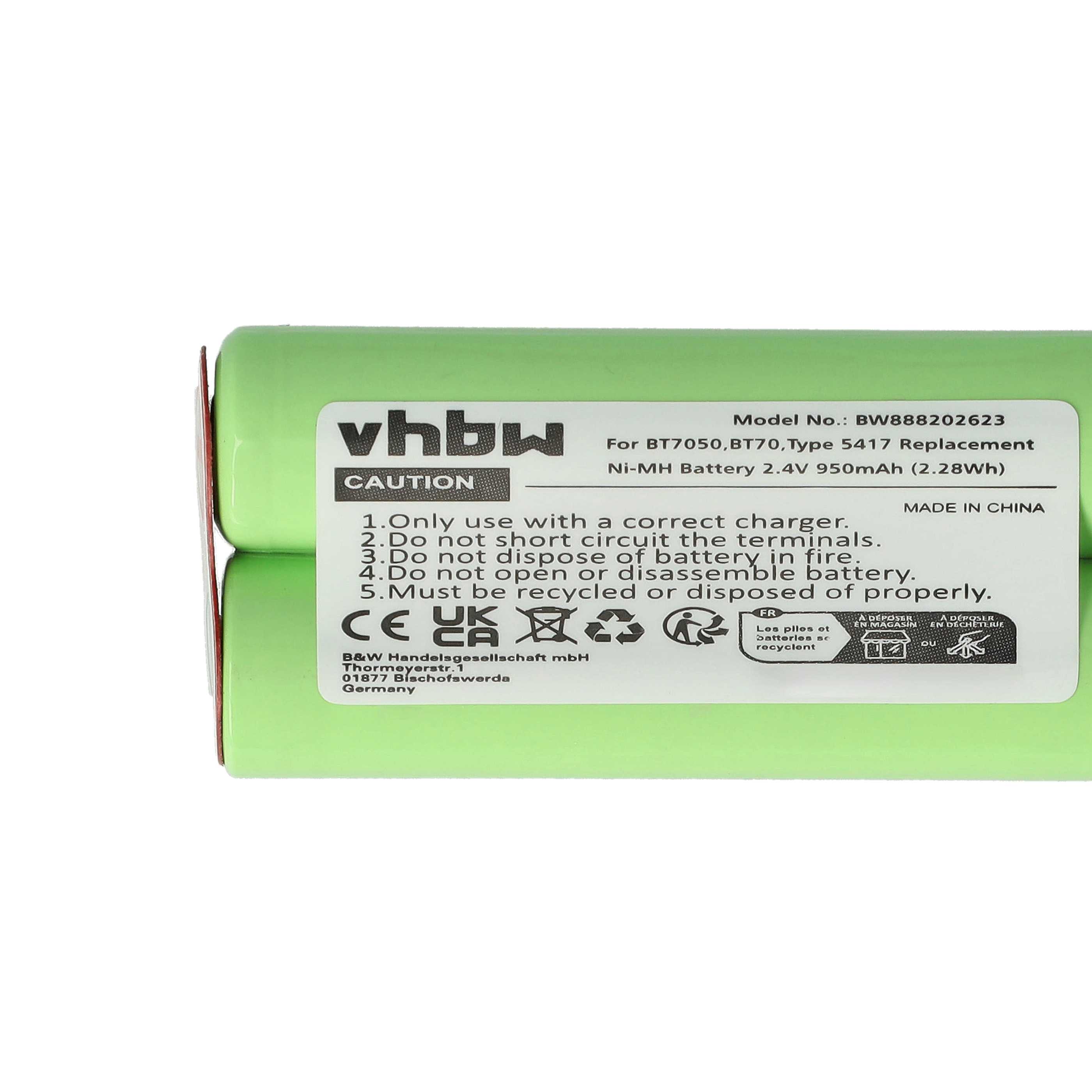 Electric Razor Battery Replacement for Braun Type 5417 - 950 mAh 2.4 V NiMH