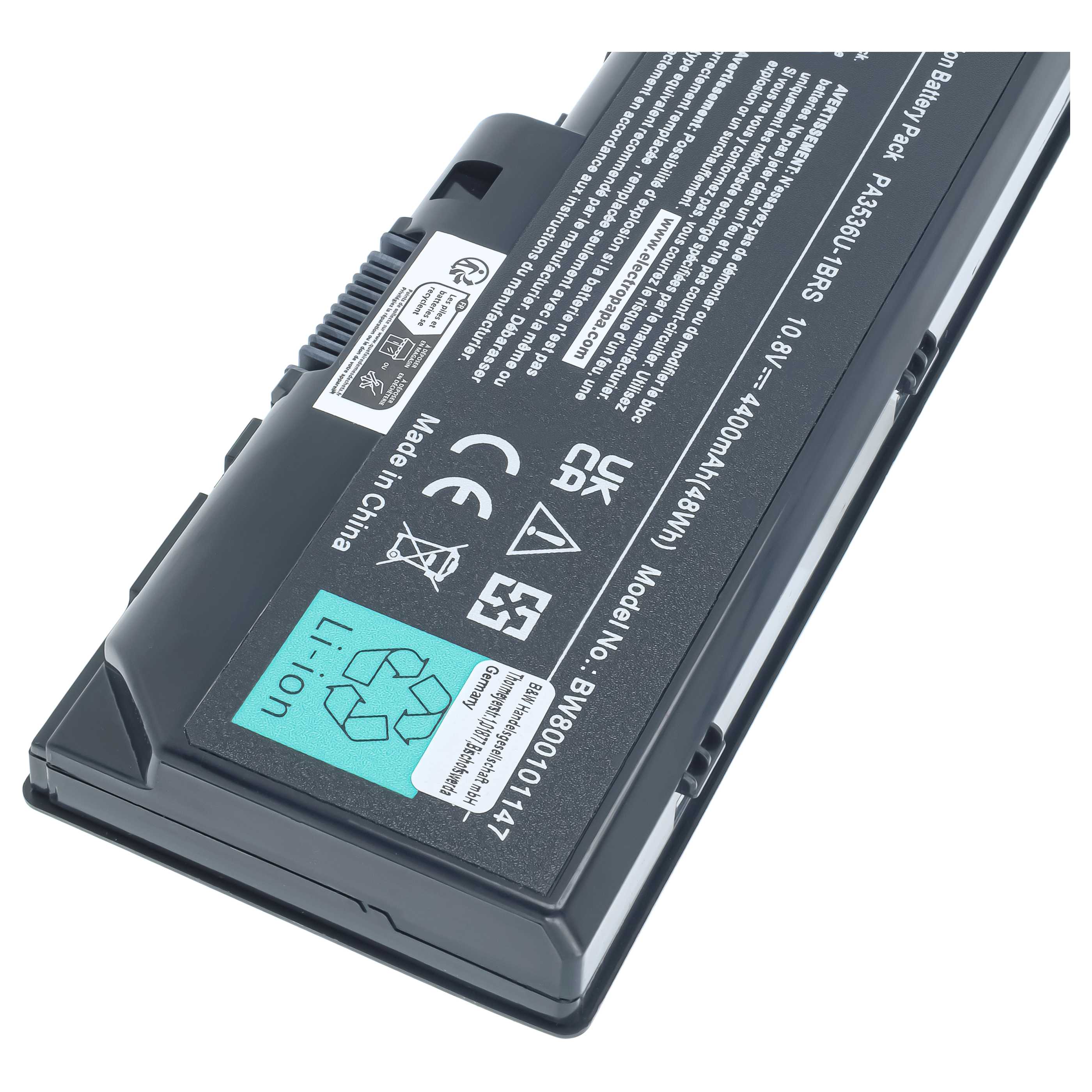 Notebook-Akku als Ersatz für Toshiba PA3536U-1BAS, PA3536U-1BRS für Toshiba - 4400mAh 11,1V Li-Ion, schwarz