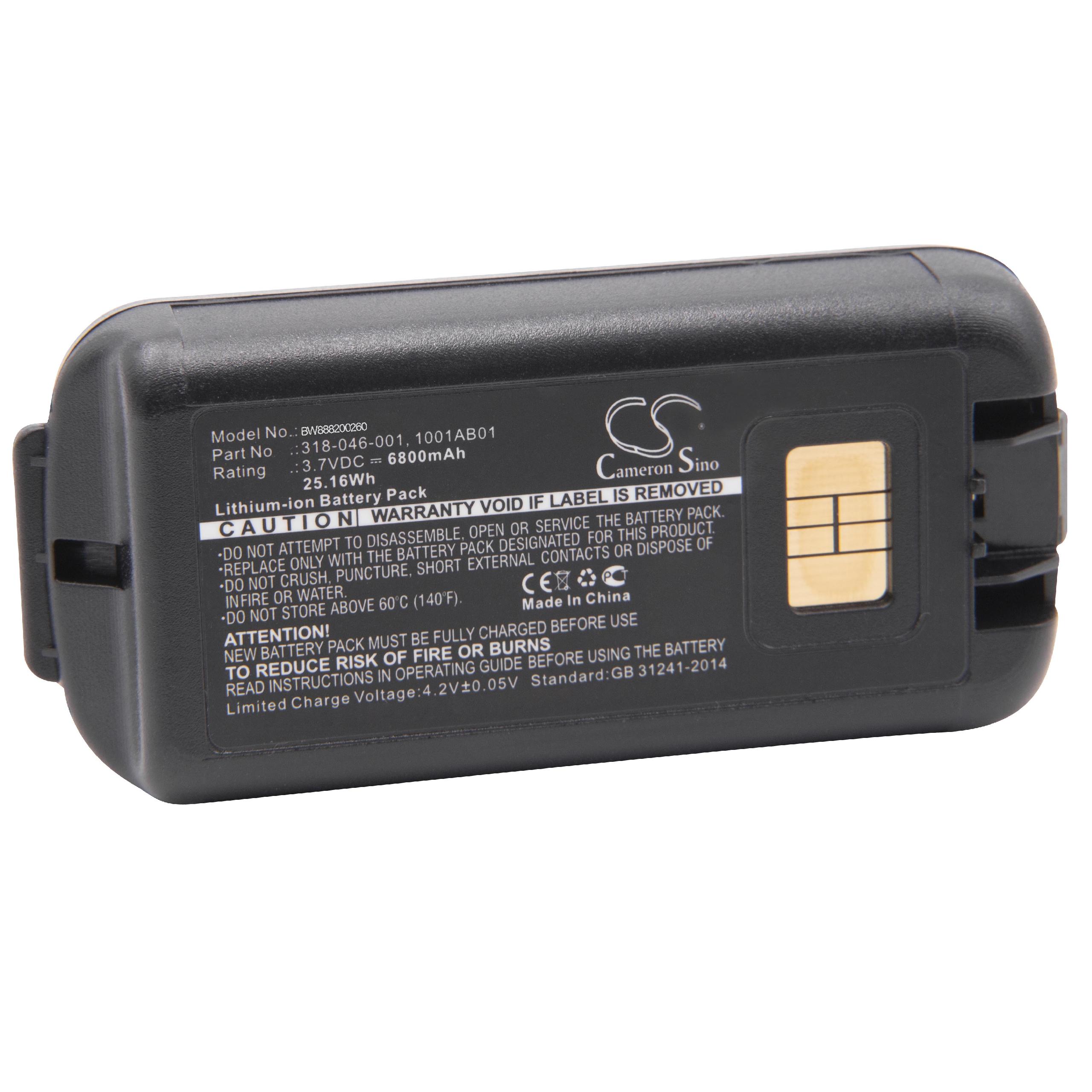 Batterie remplace Intermec 1001AB02, 1001AB01 pour ordinateur mobile PDA scanner - 6800mAh 3,7V Li-ion