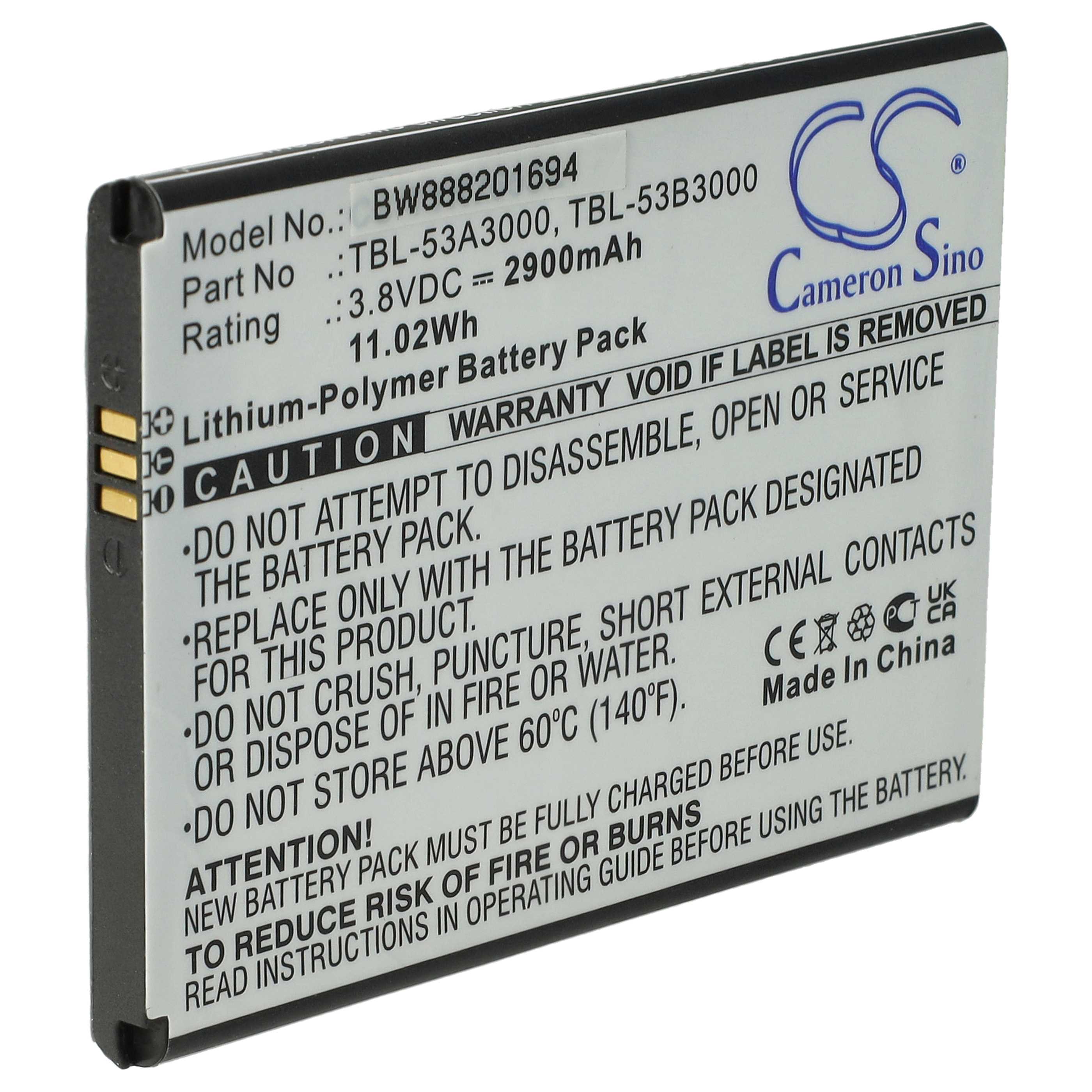 Batterie remplace TP-Link TBL-53A3000, TBL-53B3000 pour routeur modem - 2900mAh 3,8V Li-polymère