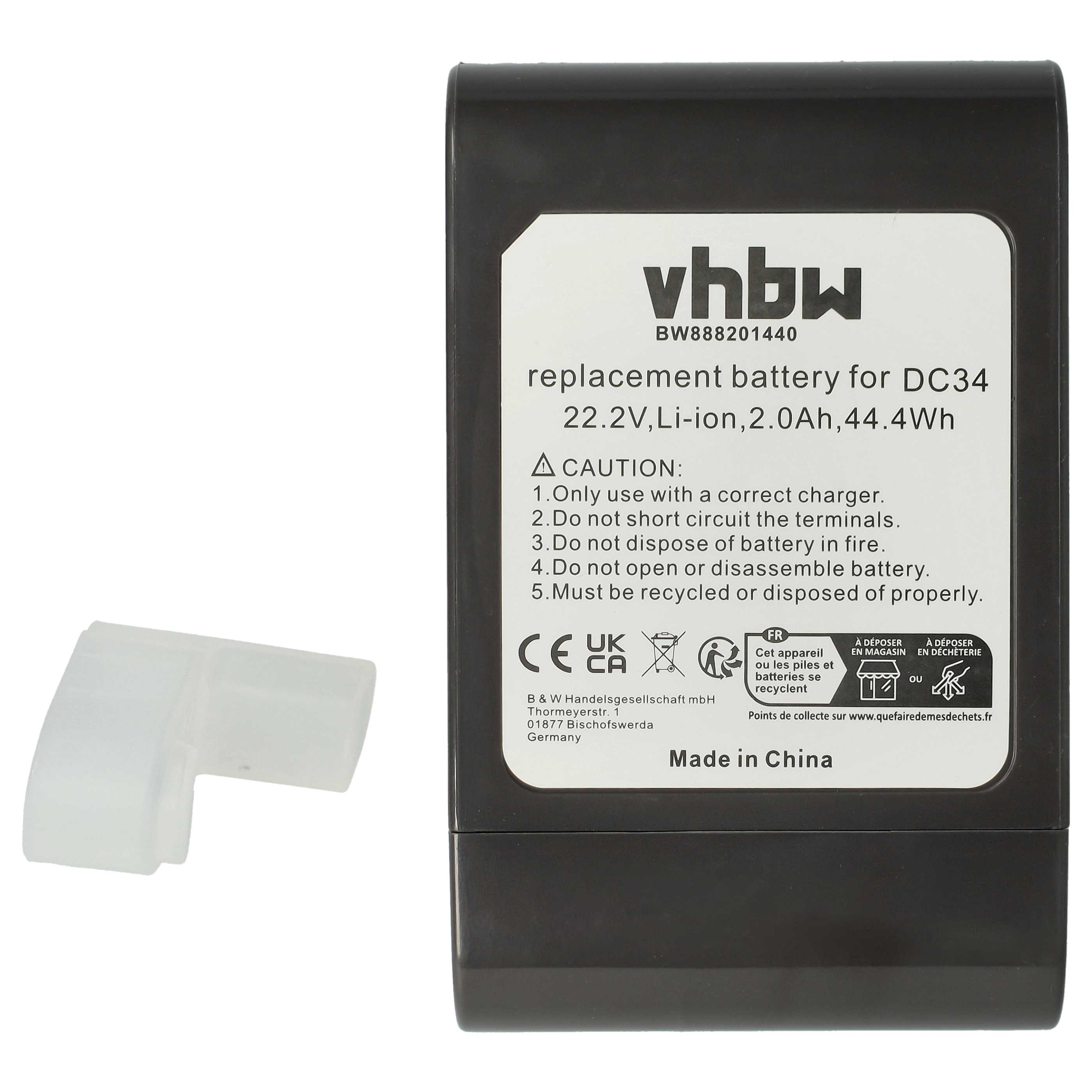 Batteria sostituisce Dyson 17083-5010, 17083-3009, 17083-3511 per aspirapolvere - 2000mAh 22,8V Li-Ion