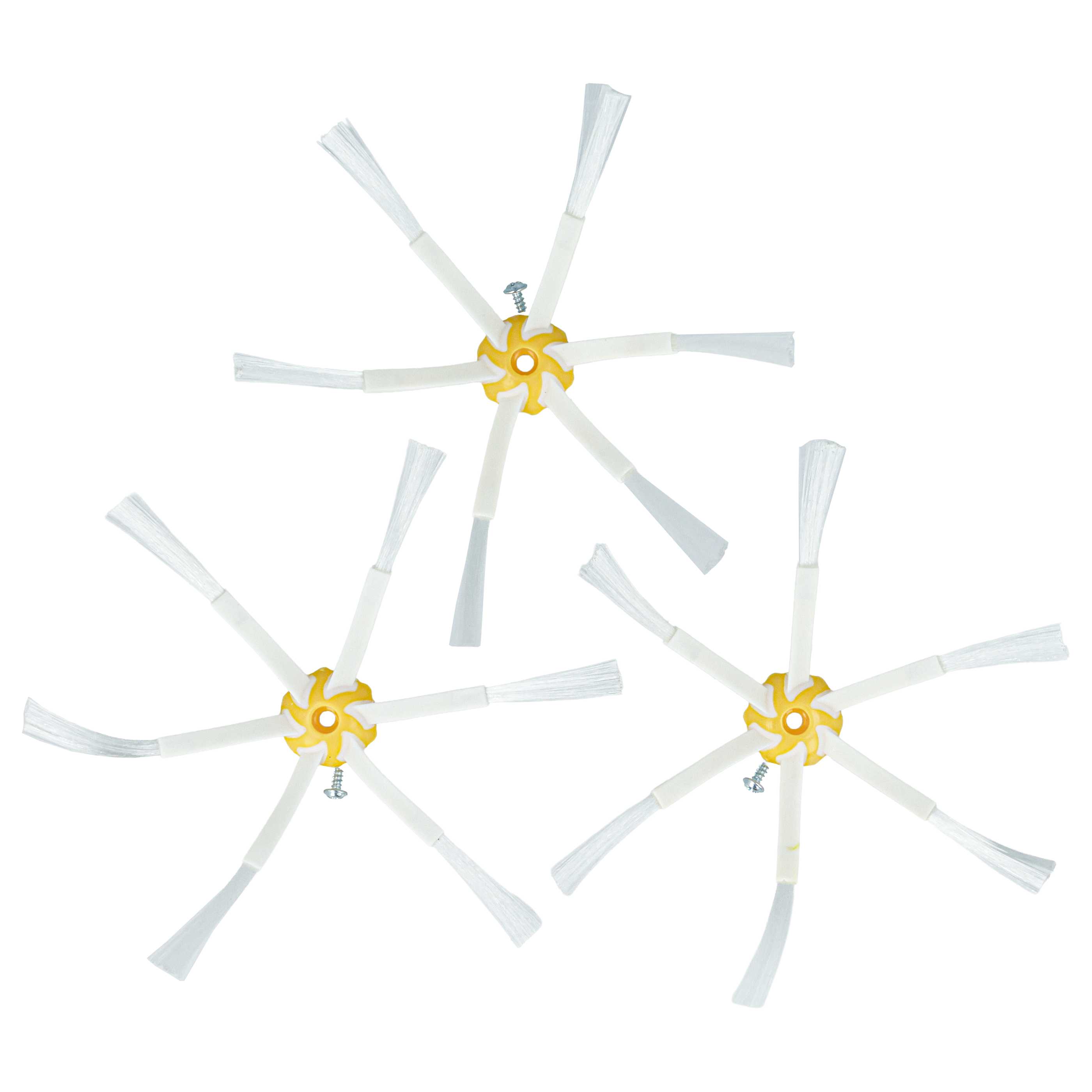 3x Side Brush suitable for iRobot Roomba 866, 886, 900, 980 Robot Vacuum Cleaner - 6-armed, white