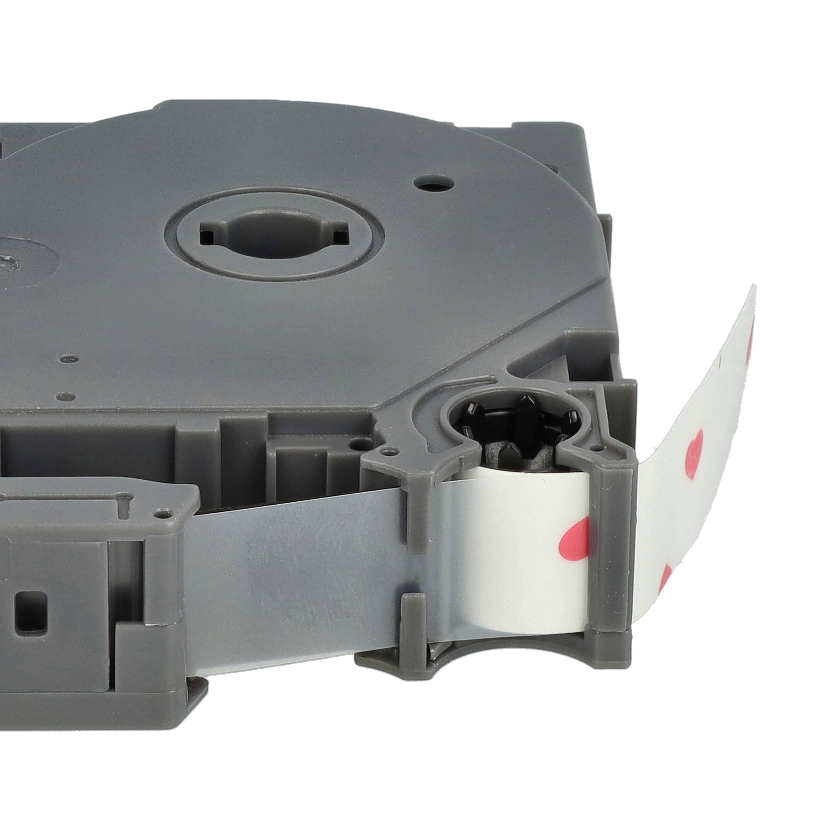Cassetta nastro sostituisce Brother TZe-MPPH31 per etichettatrice Brother 12mm nero su bianco con cuori rosa