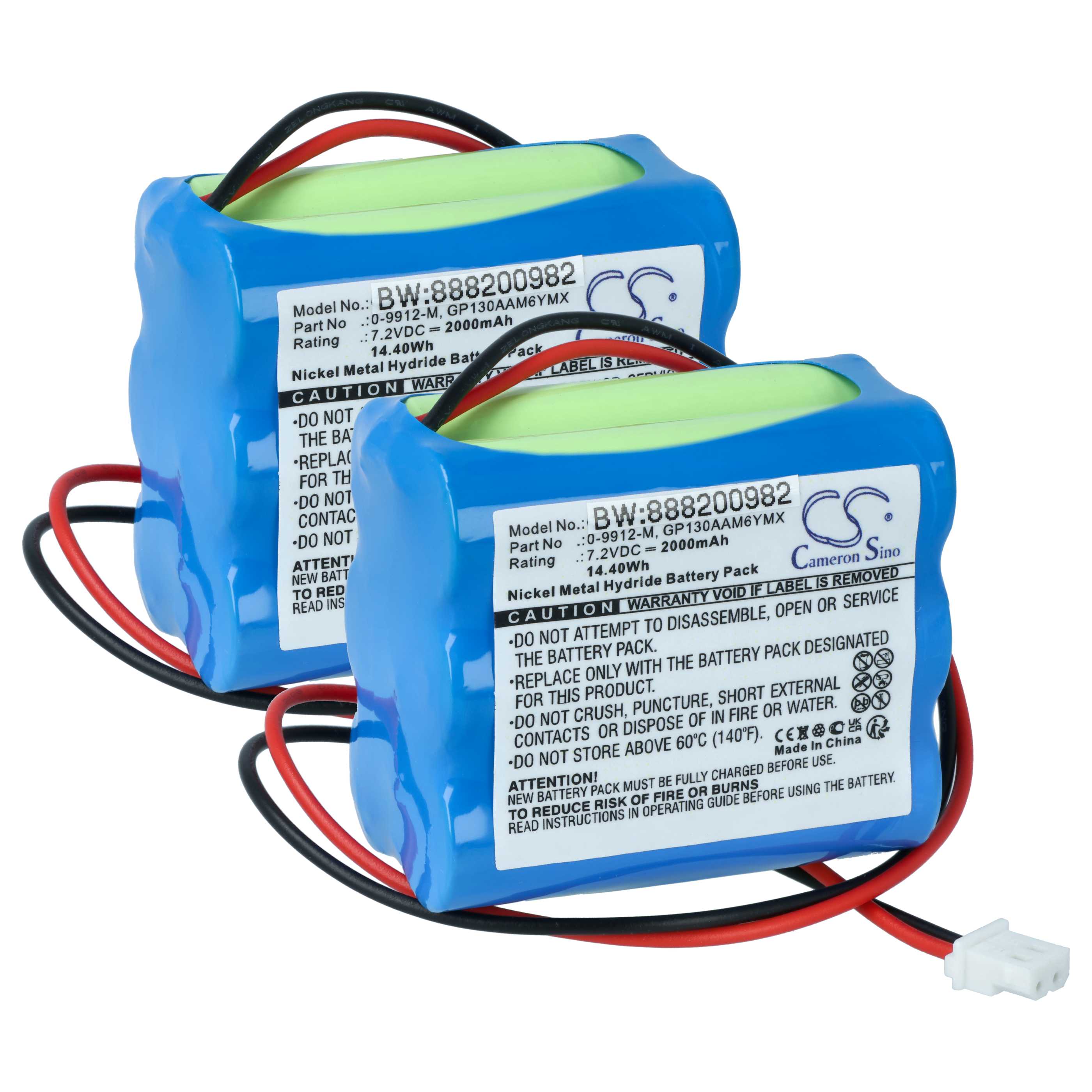 Alarm System 2x Battery replaces BT GP100AAS6YMX, GP130AAM6YMX, GP220AAM6YMX - 2000 mAh 7.2 V NiMH