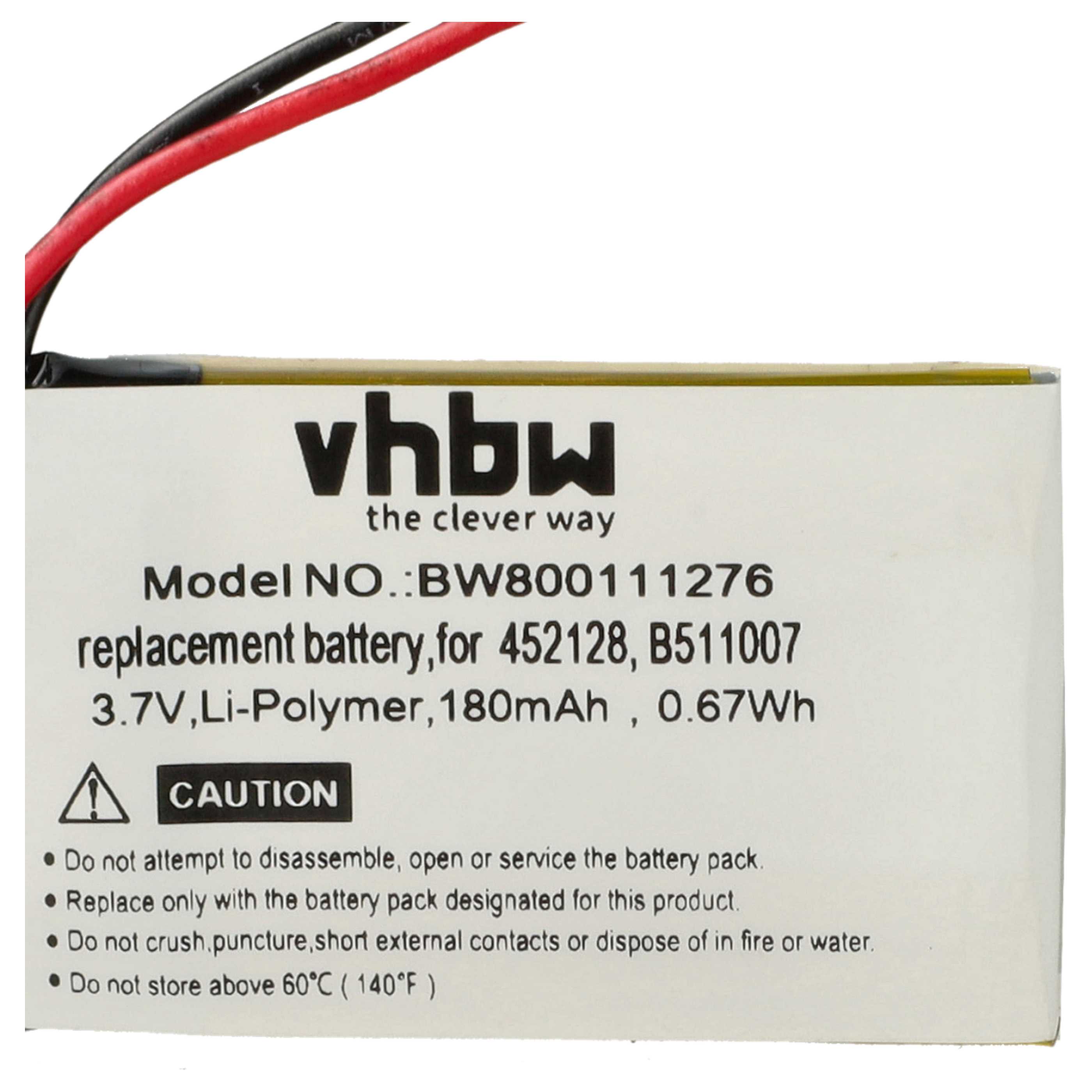 5x Akumulator do słuchawek bezprzewodowych zamiennik 452128, B511007 - 180 mAh 3,7 V LiPo