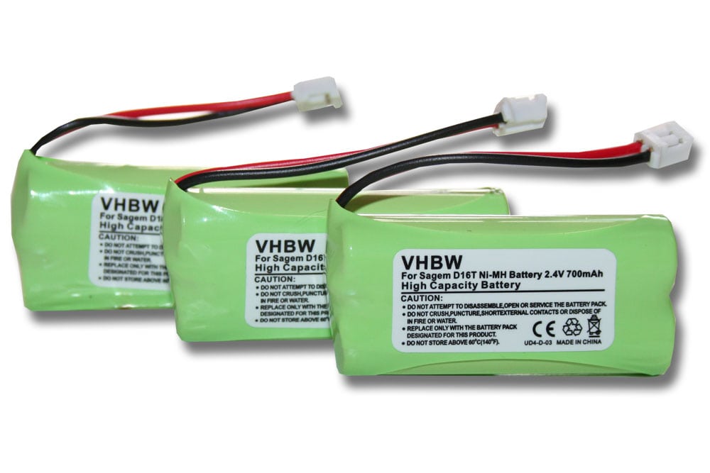 3x Batteries remplace Sagem 2SN-AAA55H-S-JP1 pour téléphone Sagem - 700mAh 2,4V NiMH