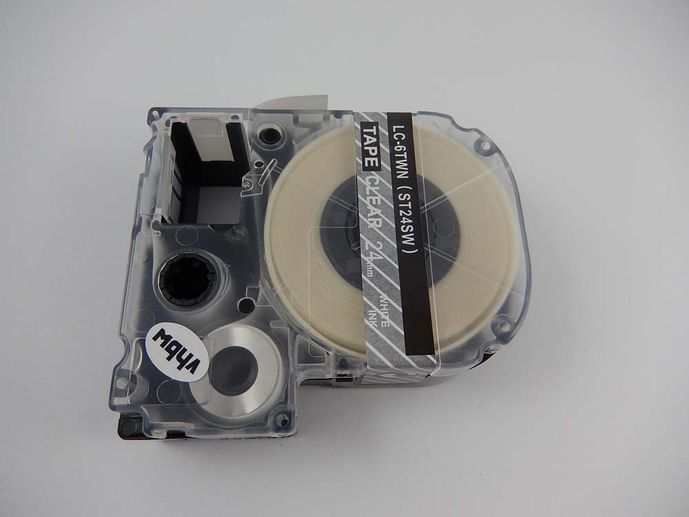 Cassette à ruban remplace Epson LC-6TWN - 24mm lettrage Blanc ruban Transparent