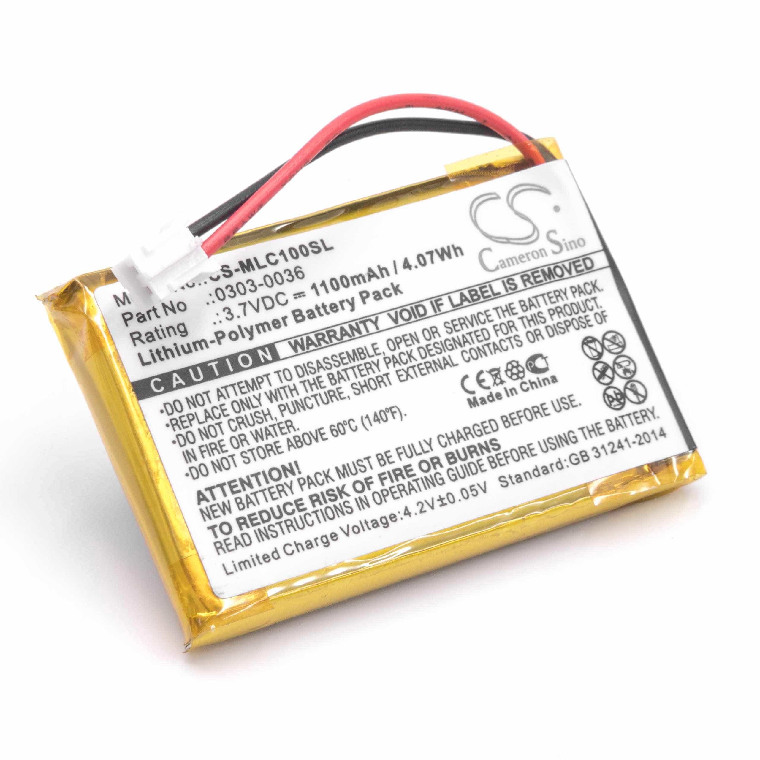 Batería reemplaza Minelab 0303-0036 para dispositivo medición Minelab - 1100 mAh 3,7 V Li-poli