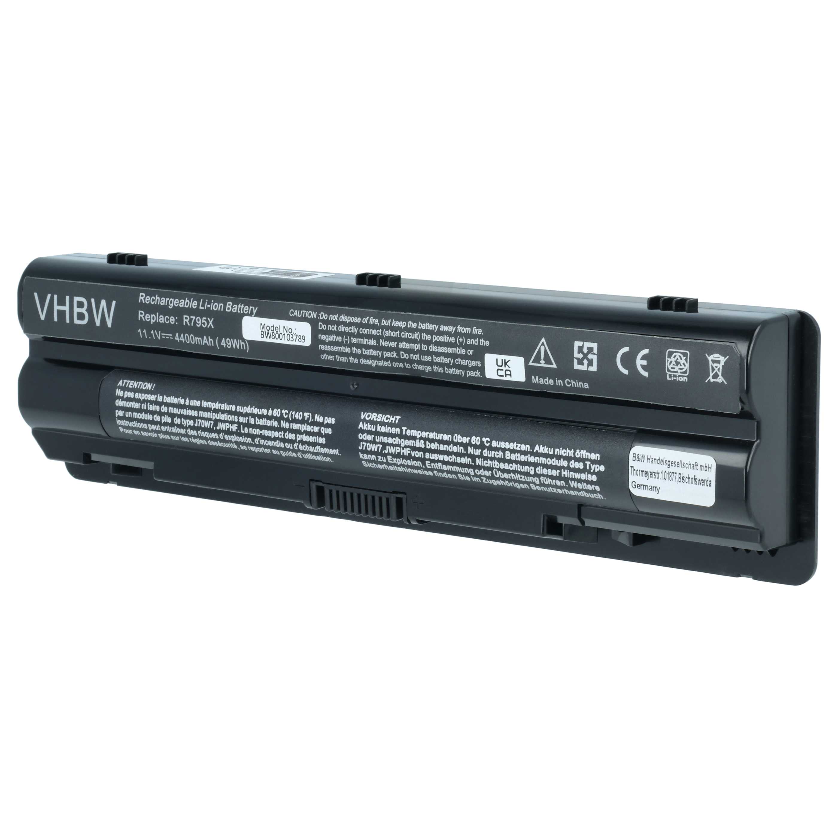 Akumulator do laptopa zamiennik Dell 0R4CN5, 0JWPHF, 312-1123, 0J70W7, 08PGNG - 4400 mAh 11,1 V Li-Ion, czarny