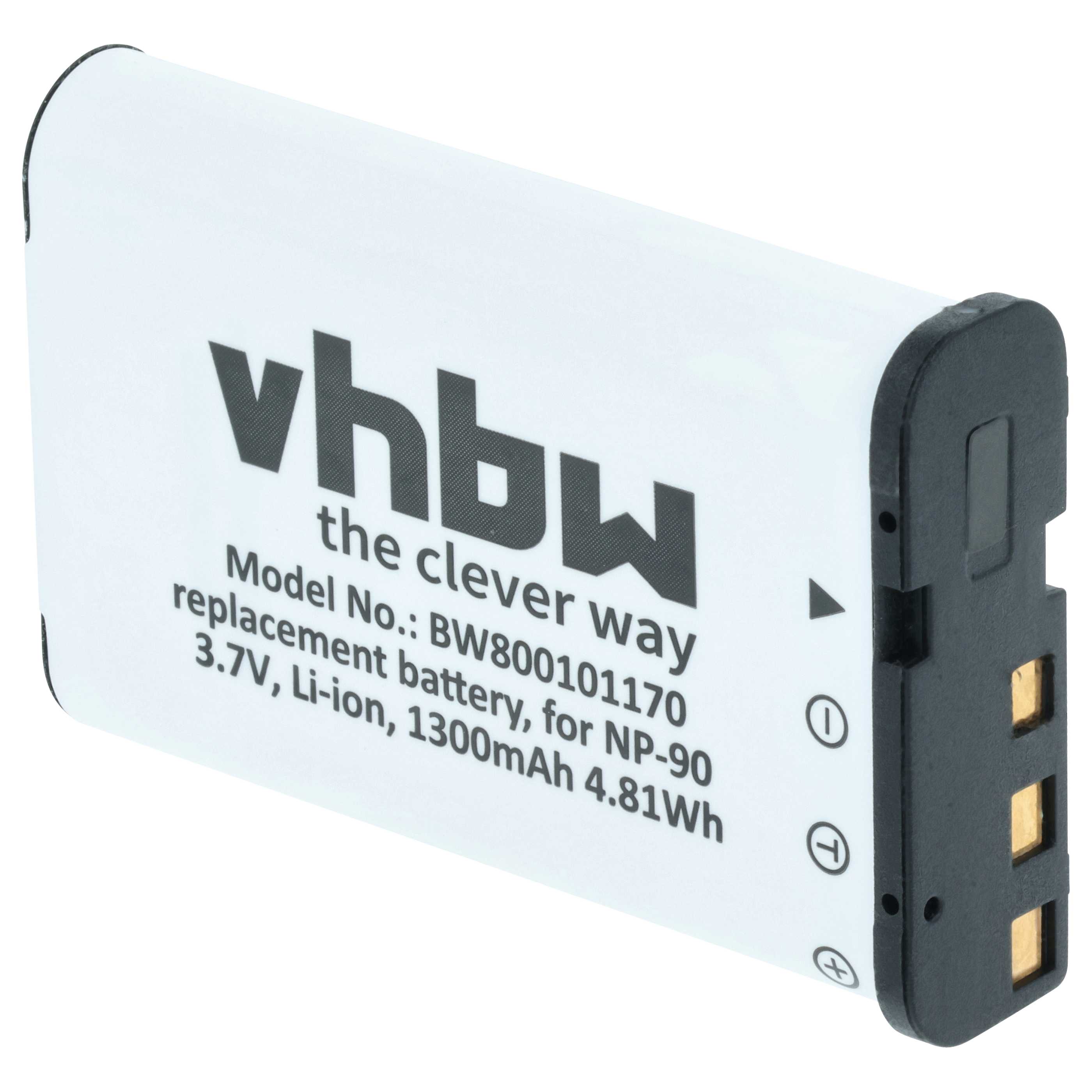3x Battery replaces Casio NP-90 - 1300mAh, 3.6V, Li-Ion