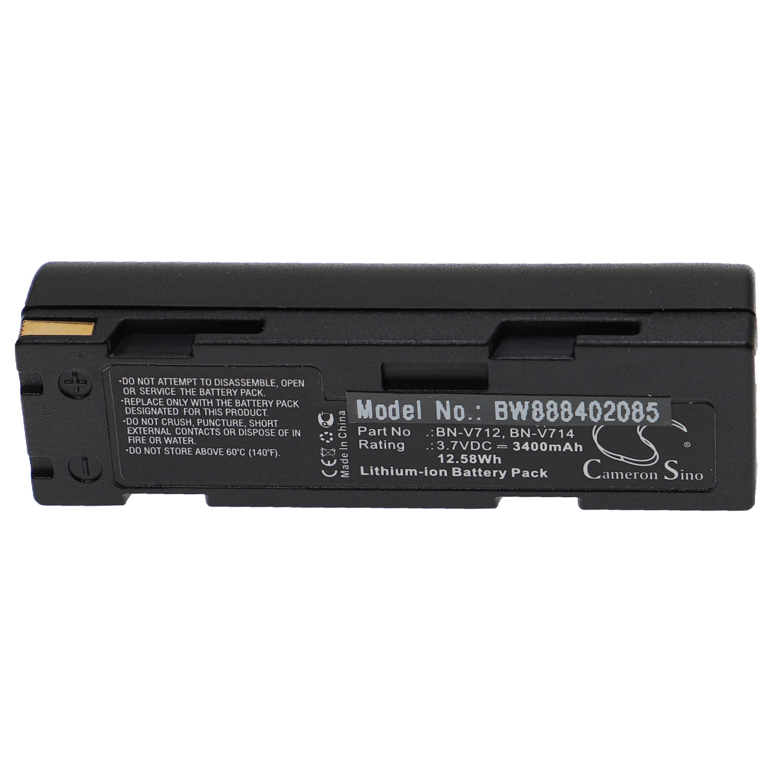 Videocamera Battery replaces JVC BN-V712, BN-V714U, BN-V714, BN-V712U - 3400 mAh 3.7 V Li-Ion
