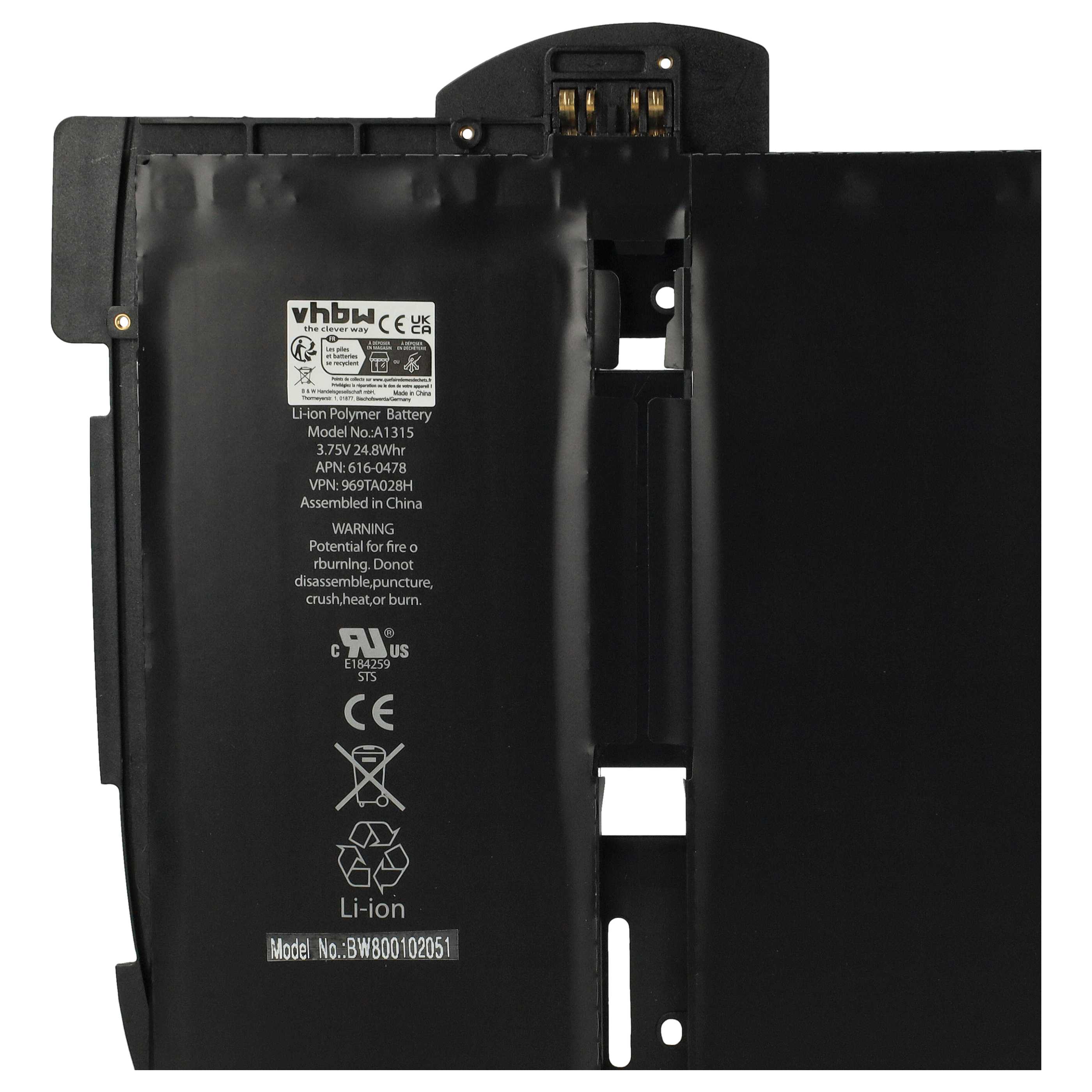 Notebook-Akku als Ersatz für Apple 969TA028H, 616-0448, 616-0478 - 5400mAh 3,75V Li-Polymer