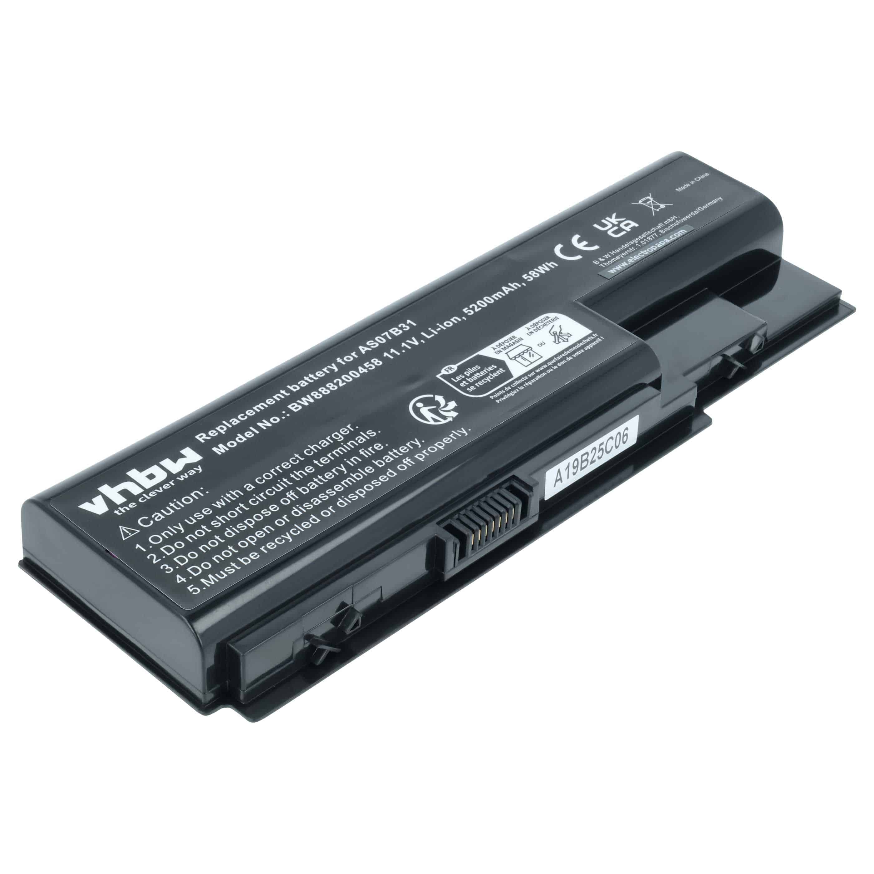 Akumulator do laptopa zamiennik Acer 01AS-2007B, AS07B32, AK.006BT.019 - 5200 mAh 11,1 V Li-Ion, czarny