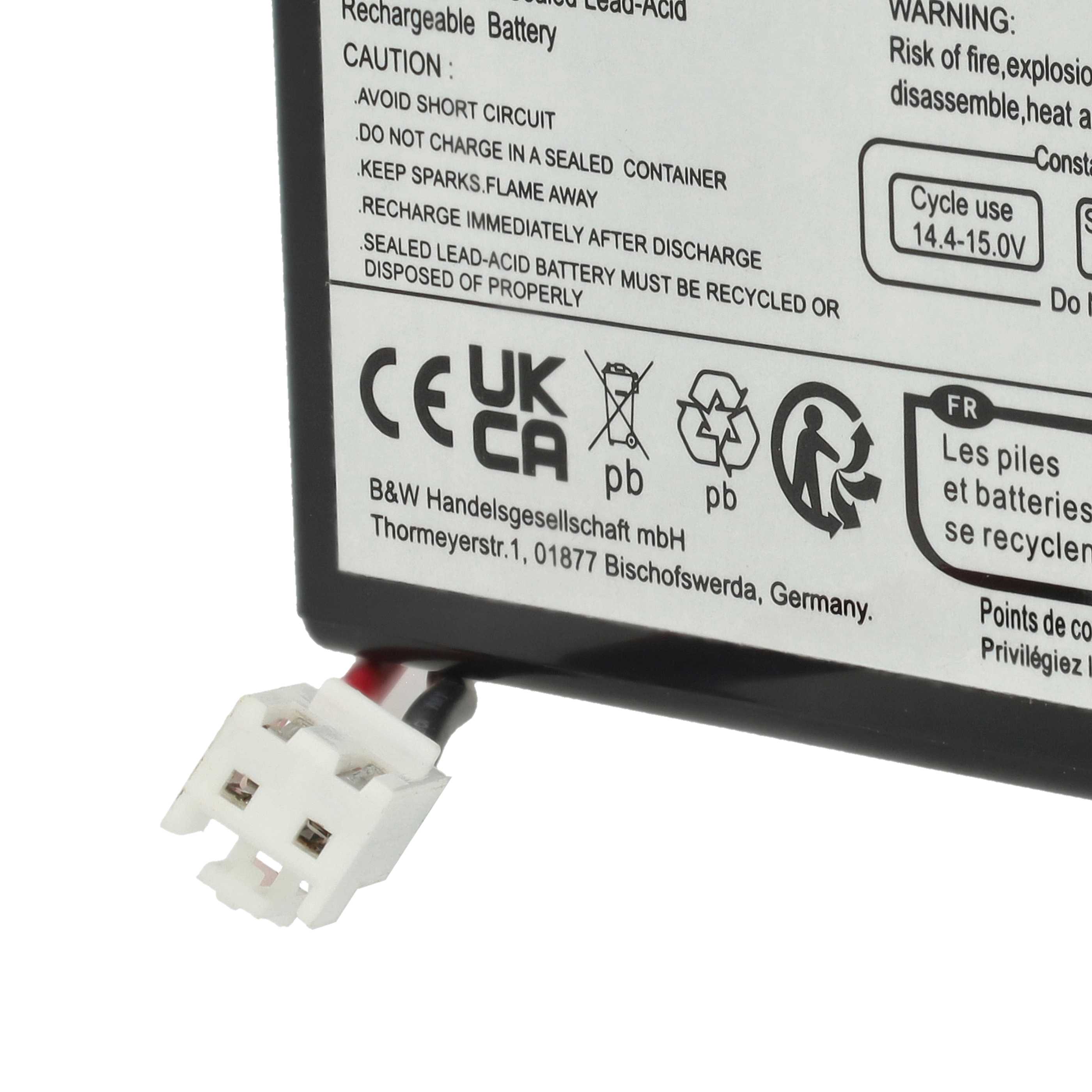 2x Batteria sostituisce MP0.8-12H universale per diversi dispositivi - 800mAh 12V AGM, connettore JST