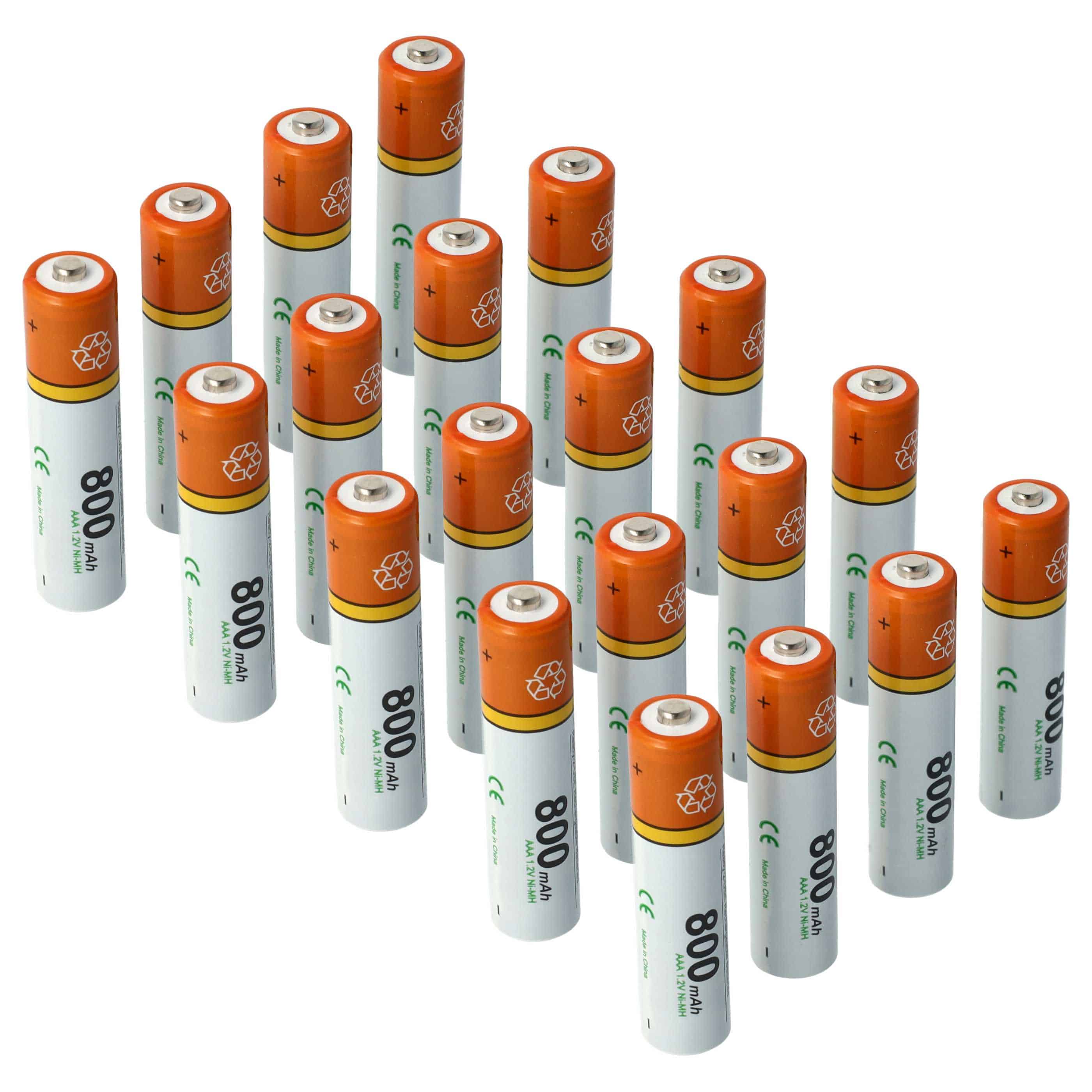 20x Batteries pour téléphone Philips, Grundig, Sennheiser, Amplicomms - 800mAh 1,2V NiMH