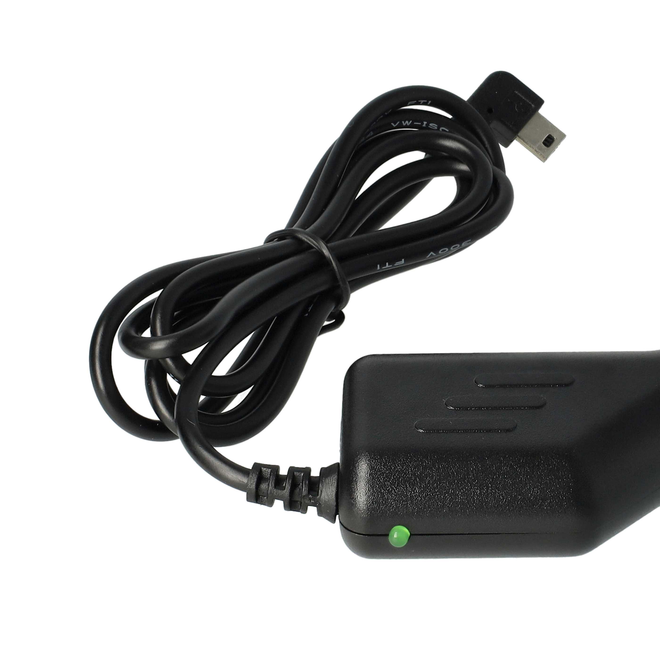 Chargeur voiture mini-USB 1,0 A pour GPS - allume-cigare, prise coudée