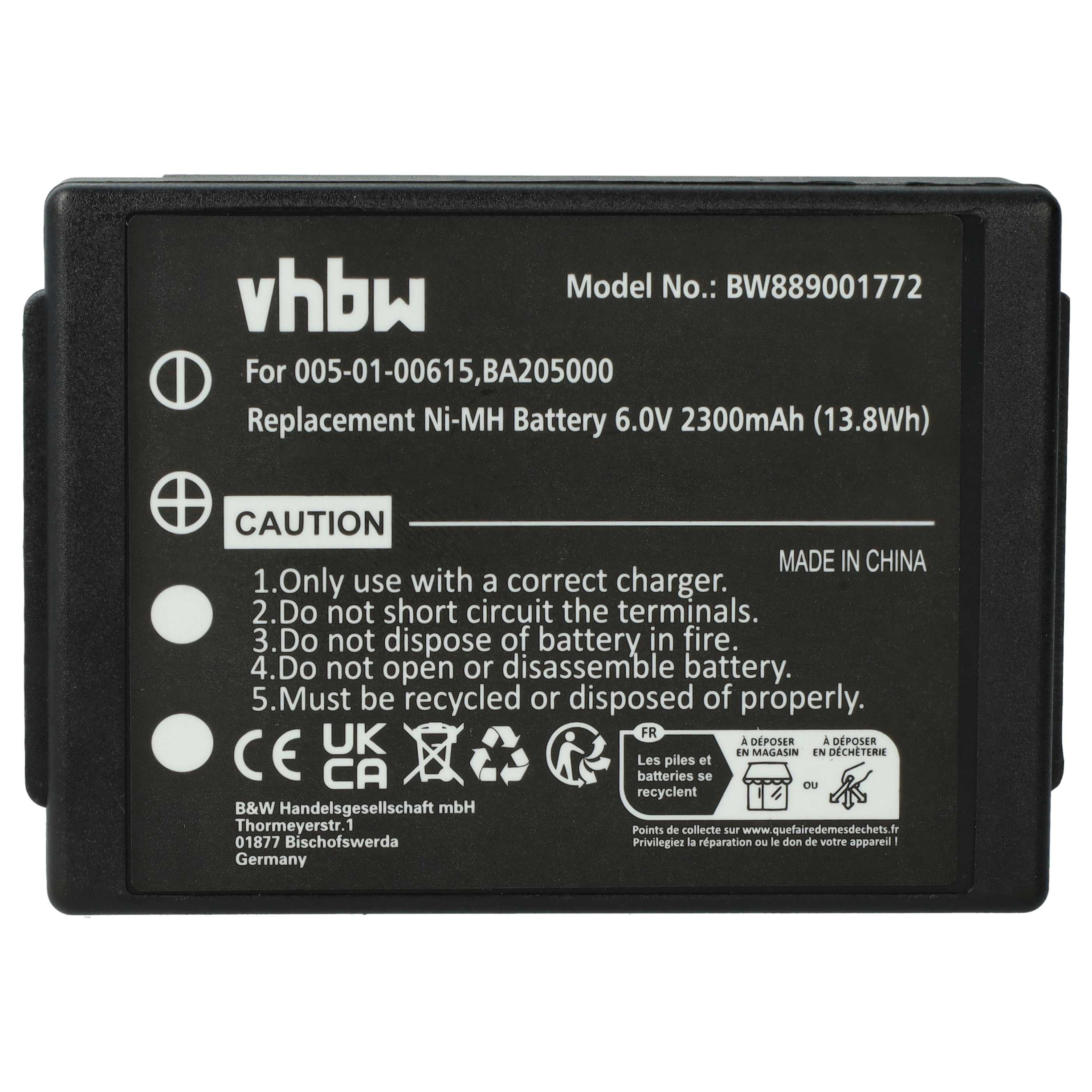 Battery as Replacement for HBC 005-01-00615, BA205000, BA206000, BA205030 Remote Control - 2300 mAh 6 V NiMH
