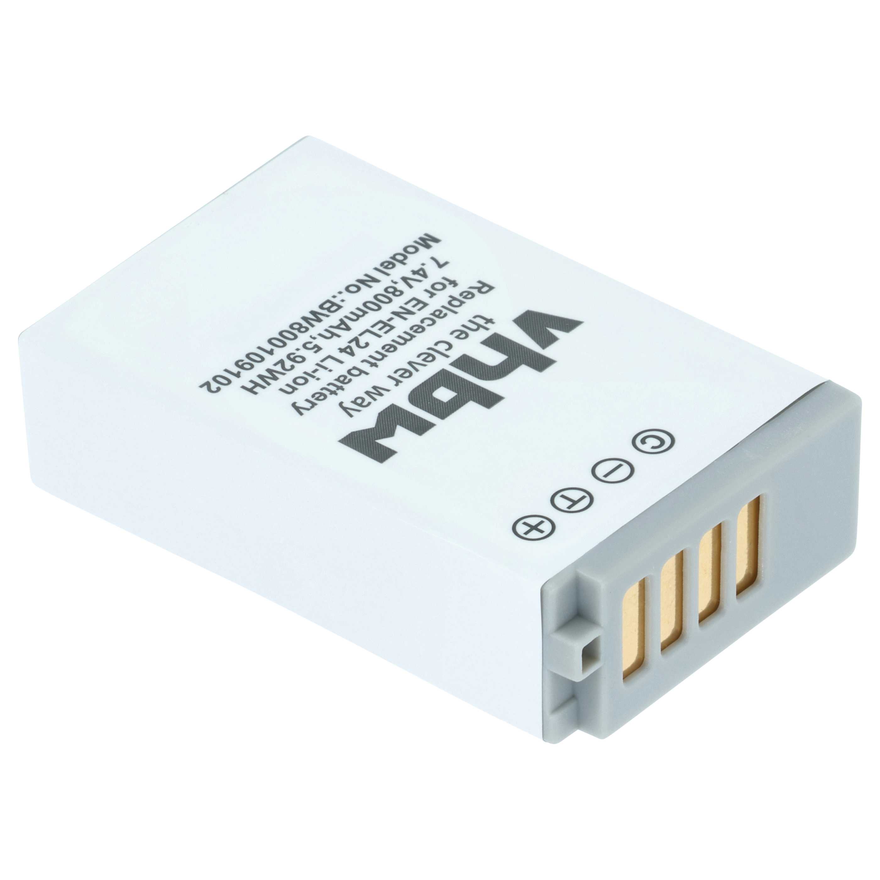3x Battery replaces Nikon VFB11901, EN-EL24 - 800mAh, 7.2V, Li-Ion