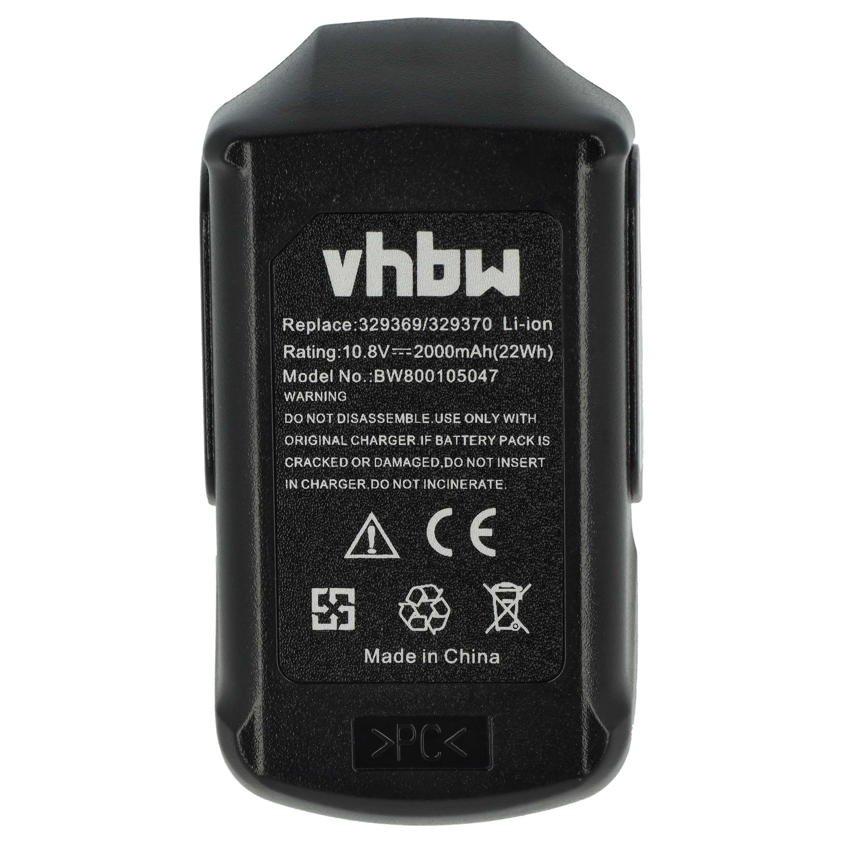 Battery replaces Hitachi Hikoki 329370, 329371, 329389, 329369 Electric Power Tool - 2000 mAh, 10.8 V, Li-Ion