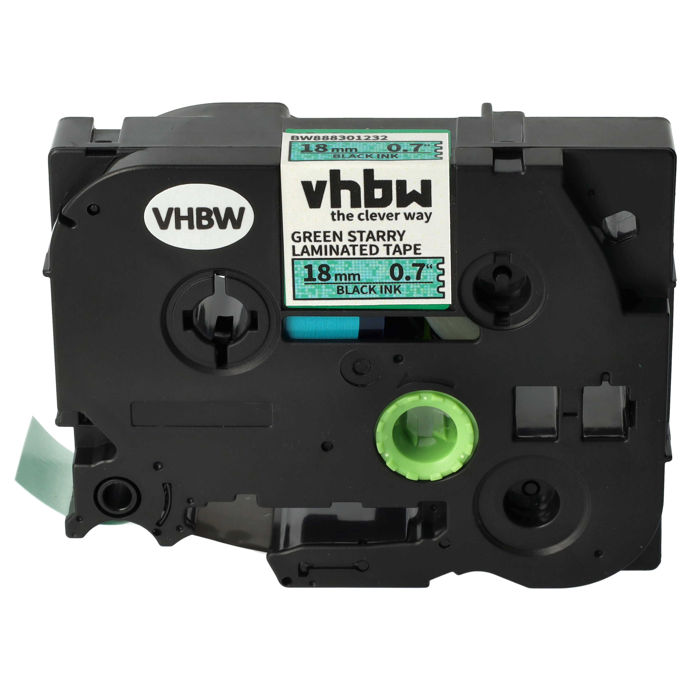 Label Tape as Replacement for Brother TZE-741L1 - 18 mm Black to Green (Glitter)