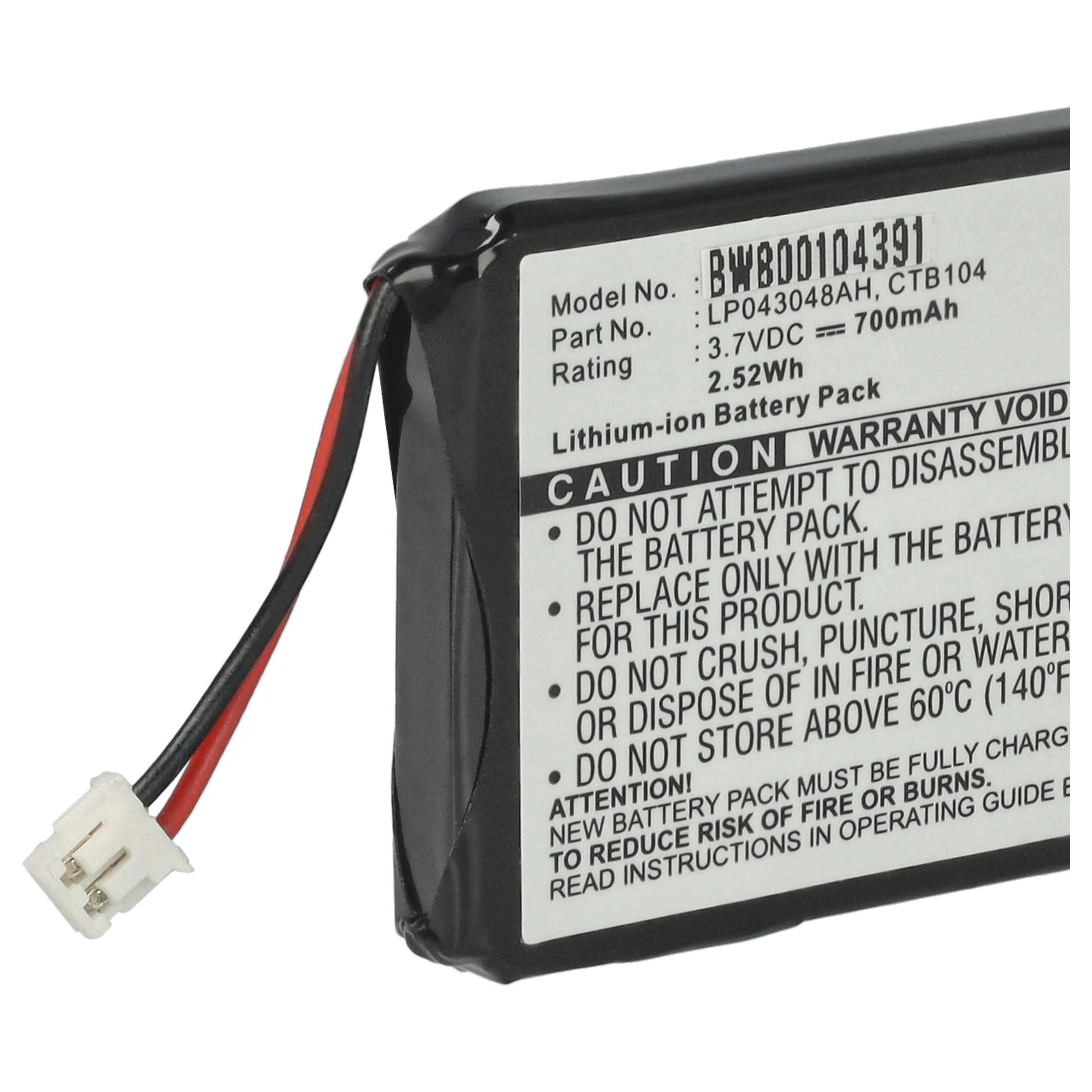 Batterie remplace Sagem 253230694, LP043048AH, CTB104 pour téléphone T-Com - 700mAh 3,7V Li-ion
