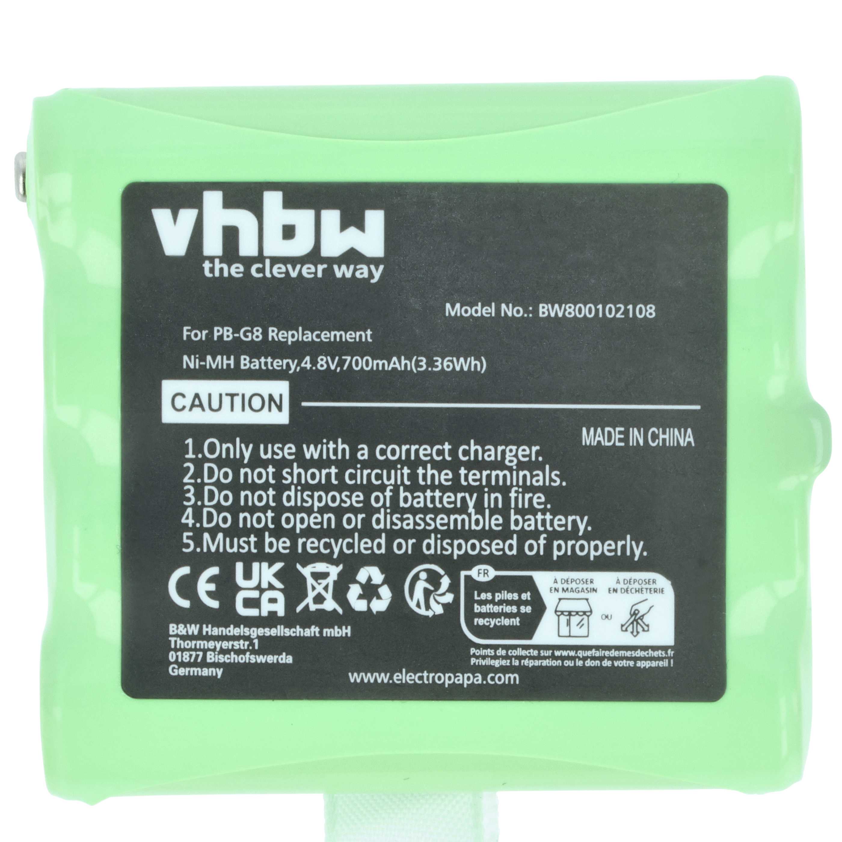 Radio 10x Battery replaces PB-G8 - 700 mAh 7.4 V NiMH