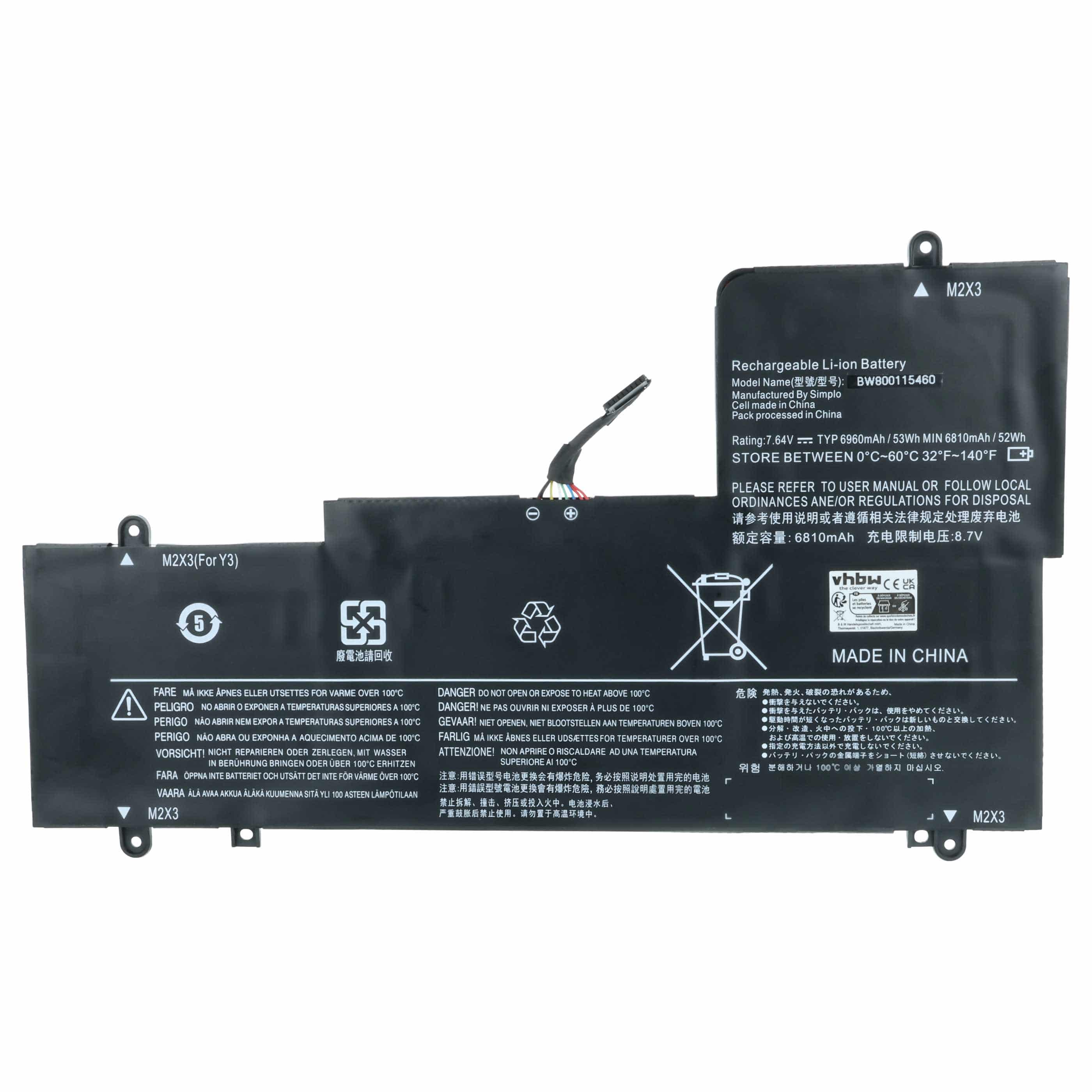 Akumulator do laptopa zamiennik Lenovo 5B10K90802, L15M4PC2, L15L4PC2, 5B10K90778 - 6960 mAh 7,64 V LiPo