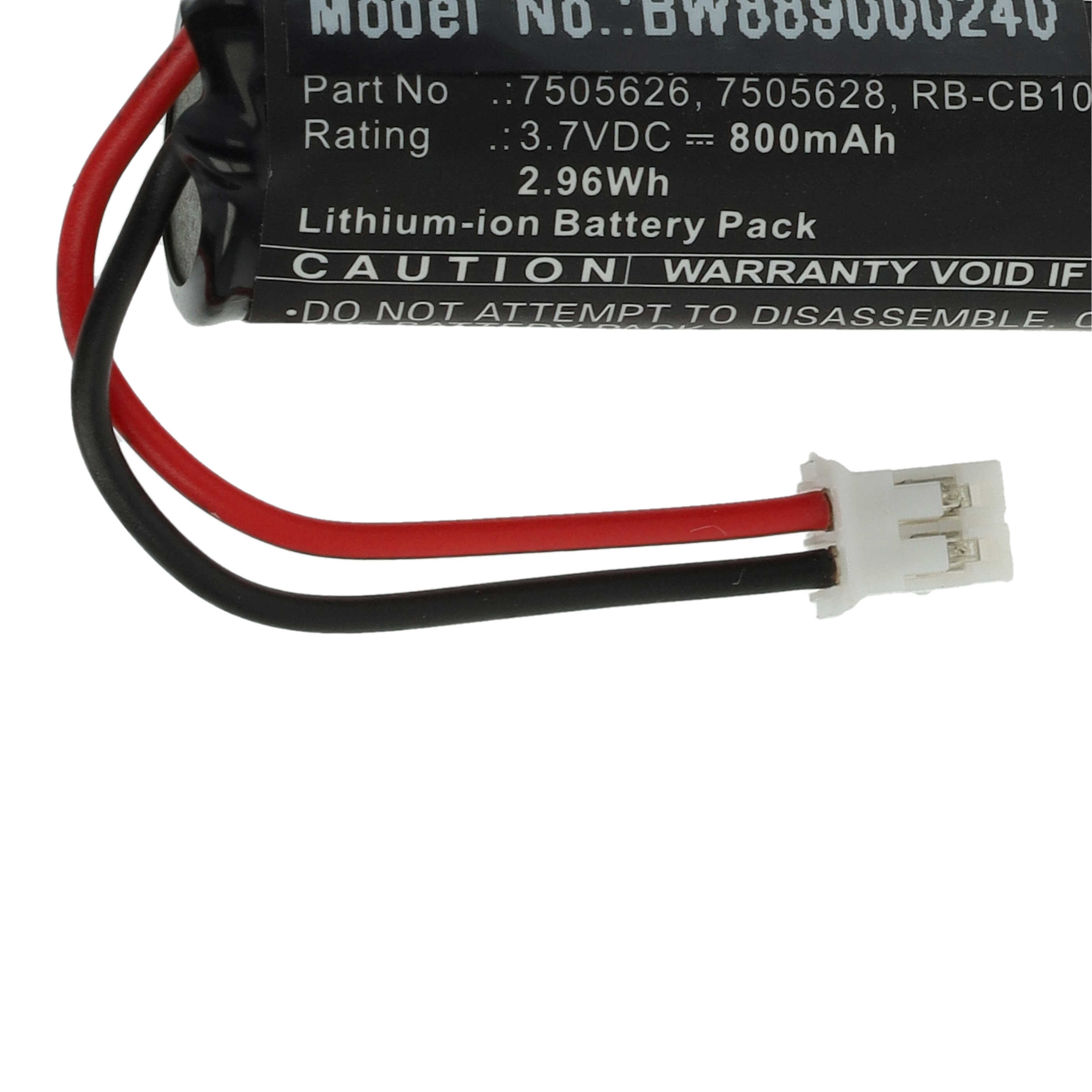 Batería reemplaza Morita 7505626, 7505628, RB-CB1003 para tecnología médica (800 mAh, 3,7 V, Li-Ion)