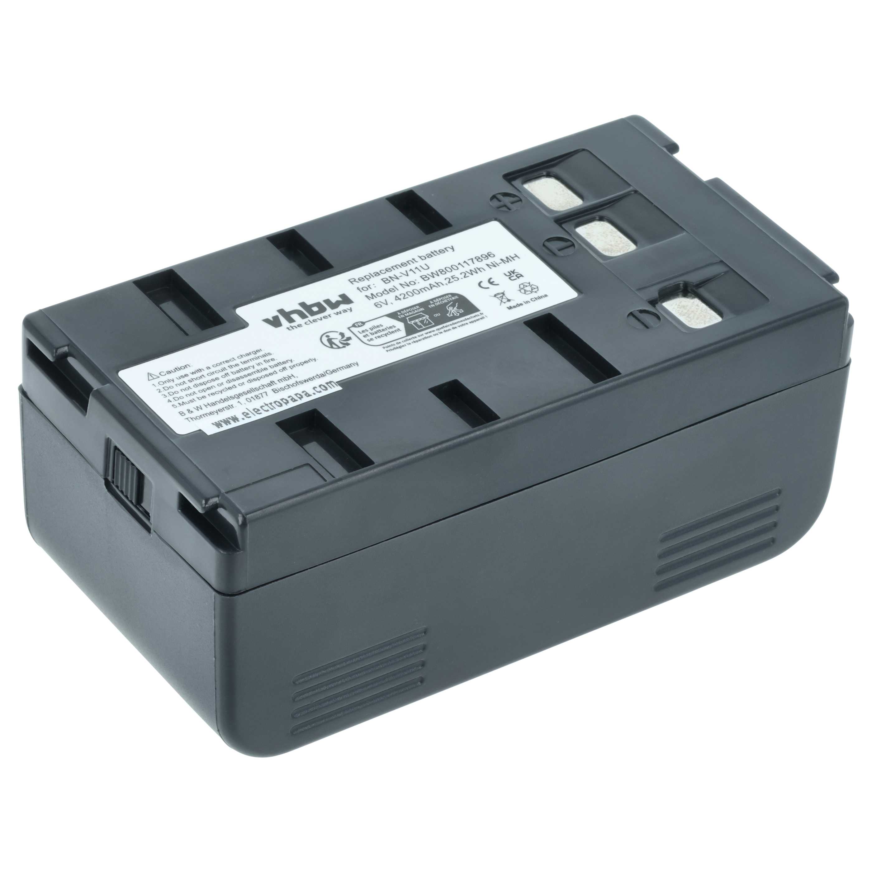 Battery replaces JVC BN-V22U, BN-V20, BN-V25U, BN-V25, BN-V24U, BN-V22, BN-V20US, BN-V20U - 4200mAh, 6V, NiMH