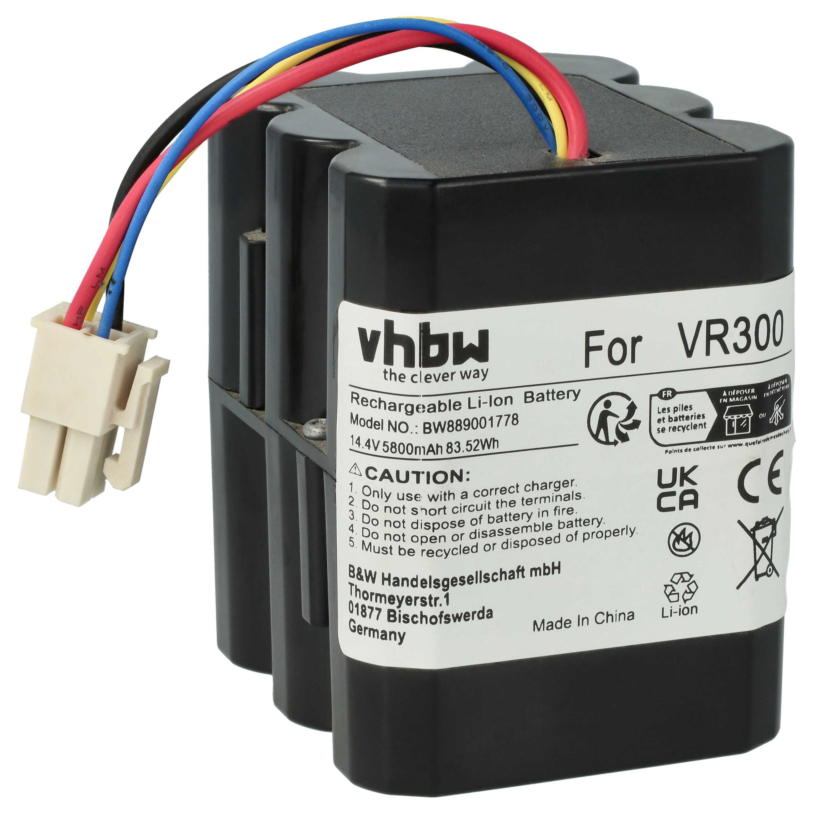 Batterie remplace Vorwerk 32579, SCM103774 pour robot aspirateur - 5800mAh 14,4V Li-ion