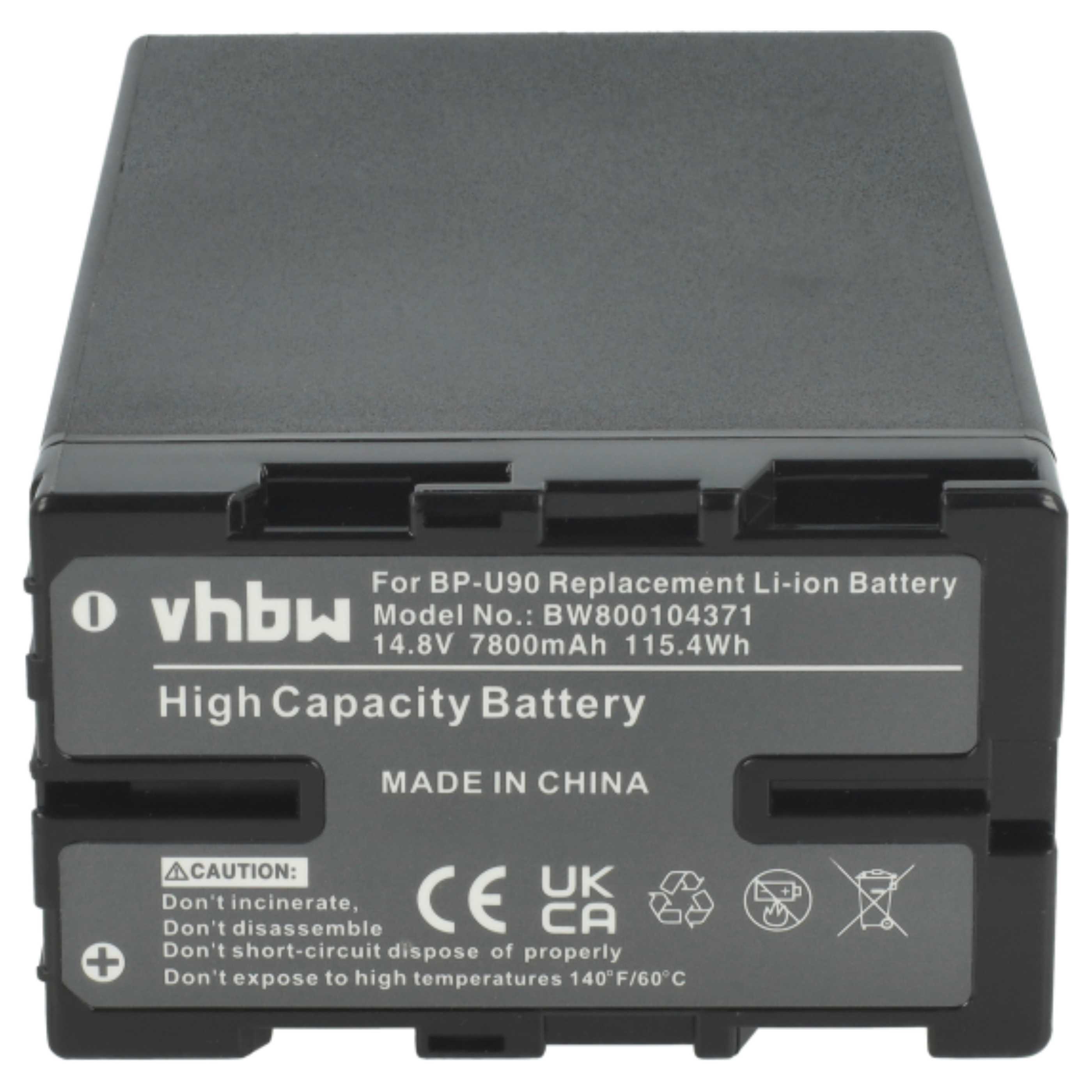 Videocamera 2x Battery replaces Sony BP-U90, BP-U60, BP-U30, BP-U95 - 7800 mAh 14.8 V Li-Ion