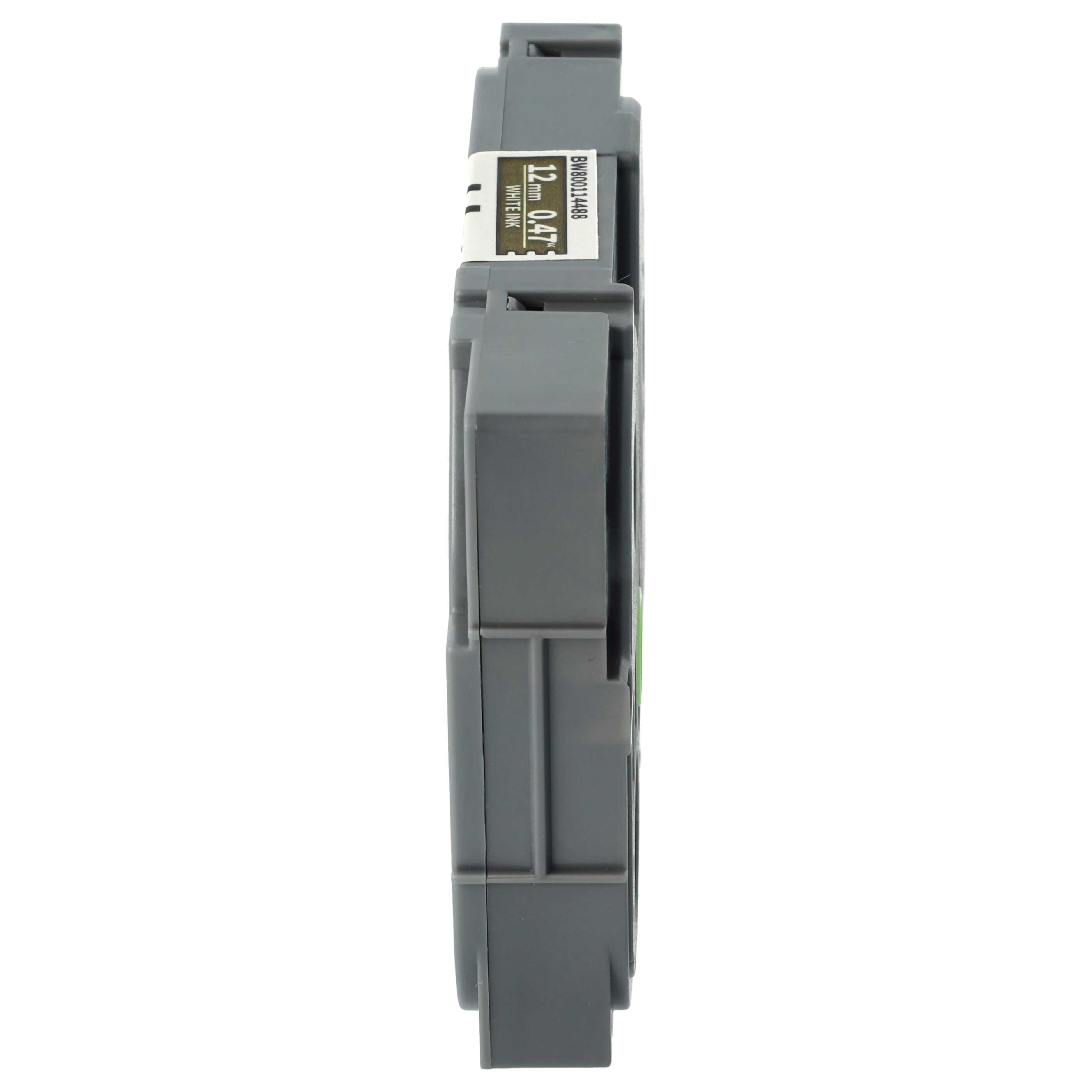 Label Tape replaces Brother TZ-MQ835, TZE-MQ835 - 12 mm White to Satin-Gold
