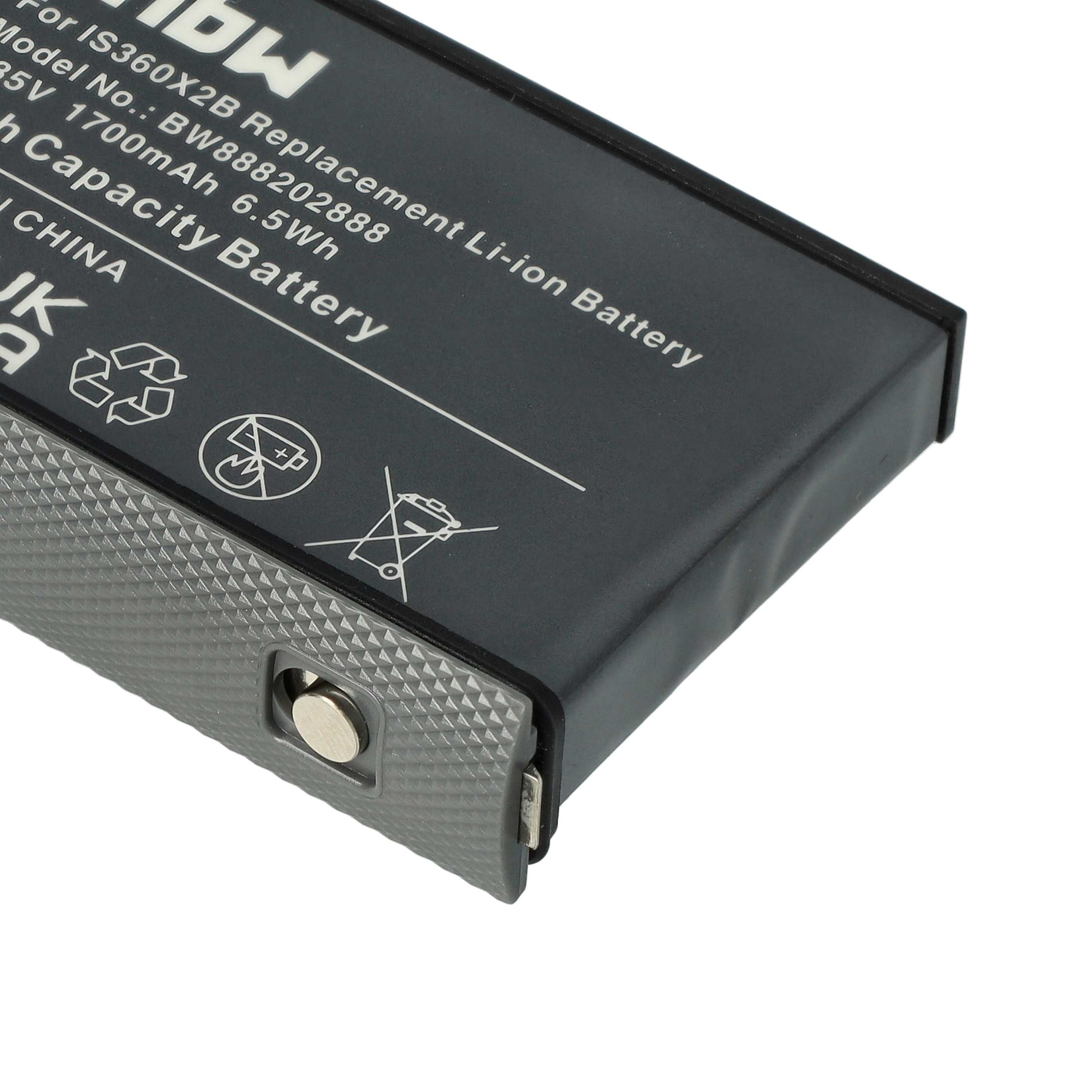 3x Battery replaces Insta360 CINOSBT, CINOSBT/A - 1700mAh, 3.85V, Li-Ion