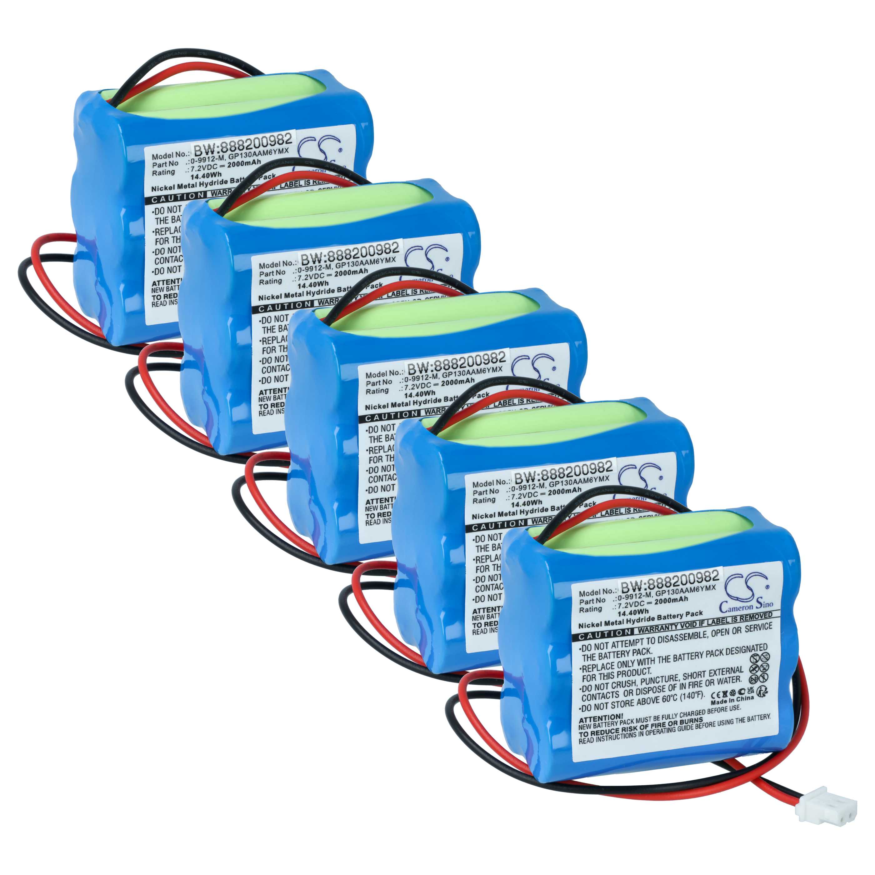 Alarm System 5x Battery replaces BT GP100AAS6YMX, GP130AAM6YMX, GP220AAM6YMX - 2000 mAh 7.2 V NiMH